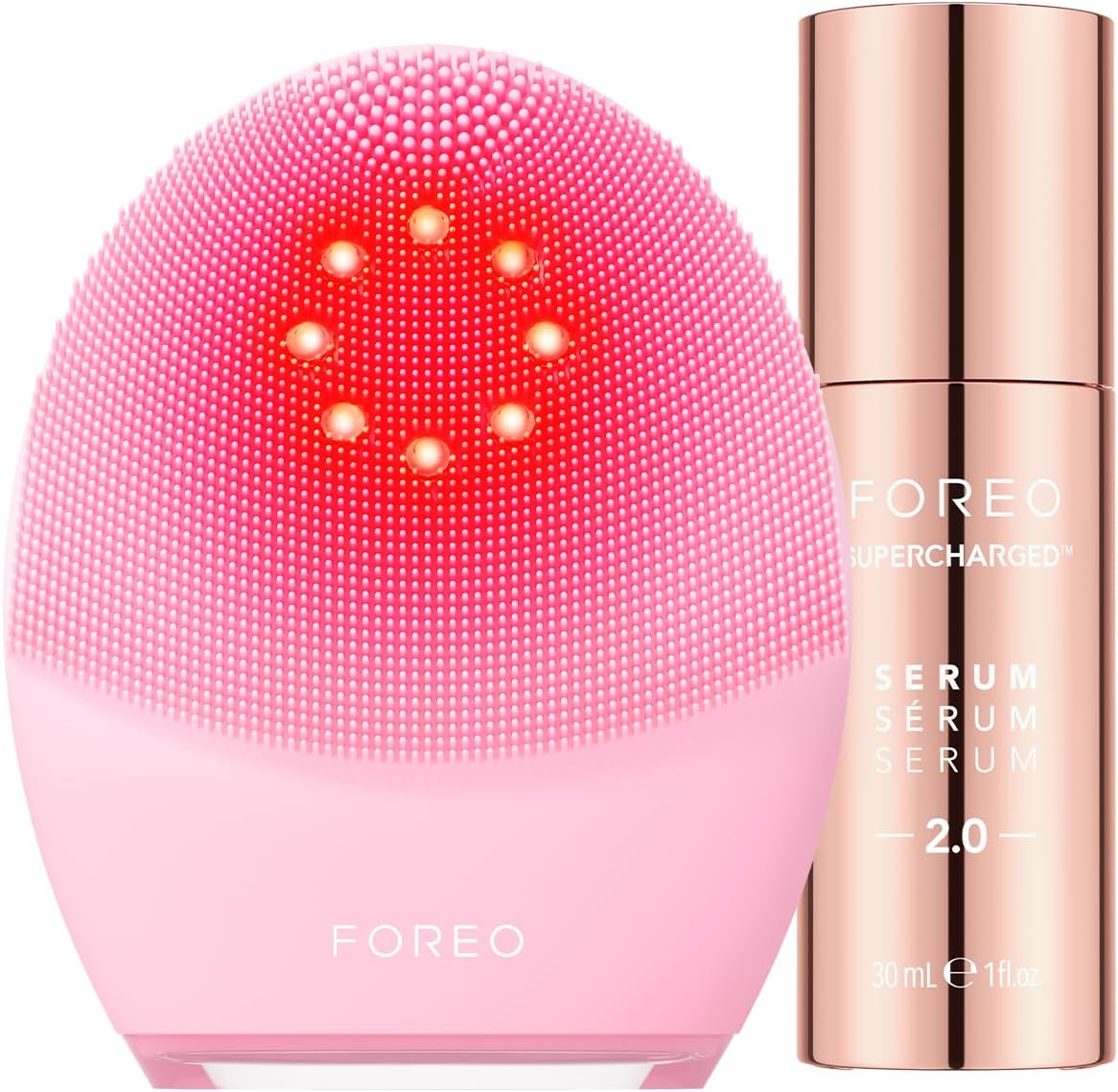 FOREO Fresh & Lifted Bundle - LUNA 4 plus Normal Facial Cleansing Brush + SUPERCHARGED SERUM 2.0, 30Ml - near Infrared Light Therapy - Face Cleansing Massage Brush - Microcurrent Facial Device image number 1
