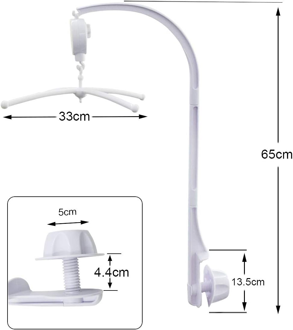 Alovexiong White Baby Crib Mobile Music Box Bed Bell Toy Holder Arm Bracket Nut Screw Music Box Holder Set Parts for Baby Bed Perambulator (Without Dolls) image number 1