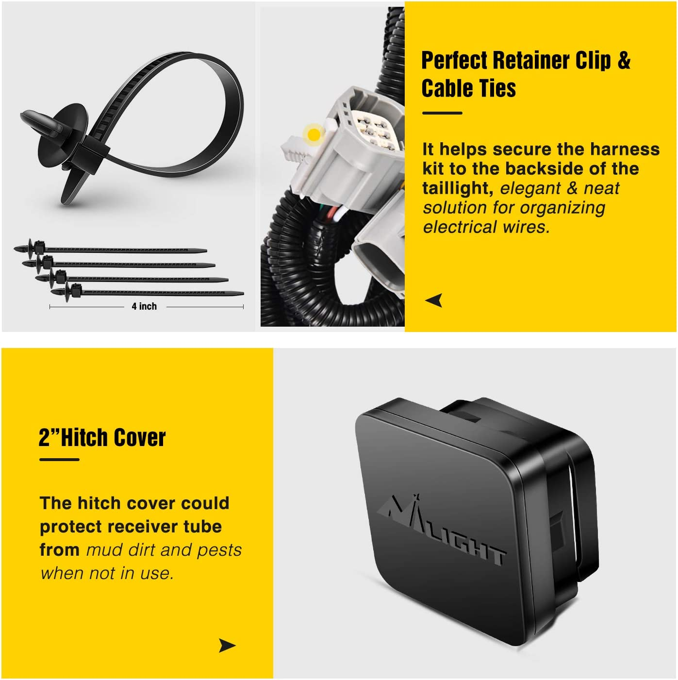 Nilight - JK-61A 2" Inch Rear Bumper Tow Trailer Hitch Receiver Kit, Compatible for 2007-2018 Jeep Wrangler JK 4 Door & 2 Unlimited, W/4-Pin Wiring Harness (Exclude JL Models) image number 1