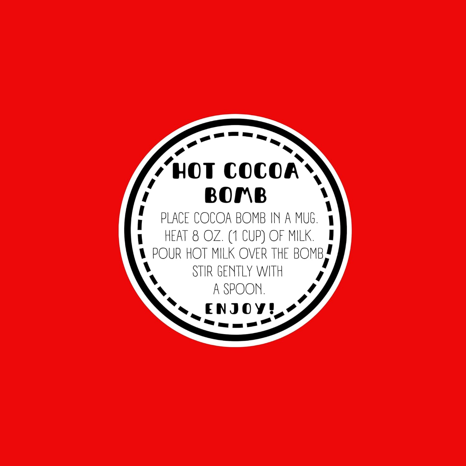 Hot Cocoa Bomb Stickers for Box | 250/Roll Bulk Packaging 2&rdquo; Label Tag Instructions Ingredients for Holiday Christmas Black and White Minimalist image number 1