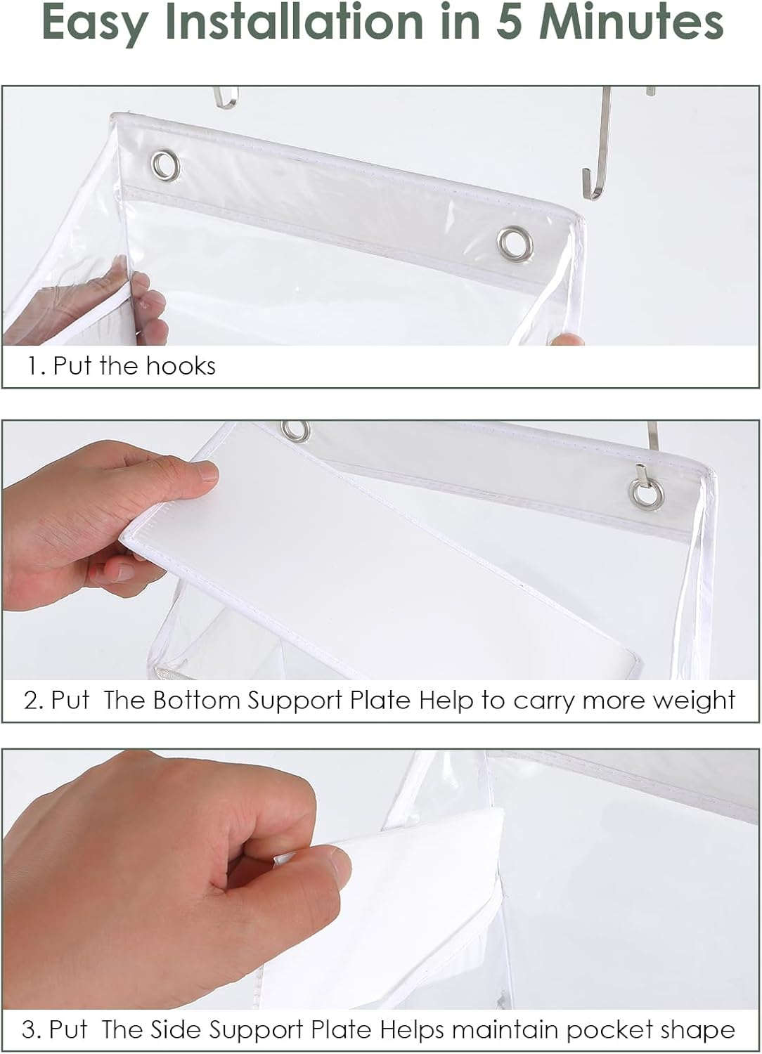 PHOTOONE 5-Tier over the Door Storage Hanging Organizer, Clear Hanging Storage Pantry Organizer, Large Capacity Door Organizer for Closet, Bedroom, Baby Nursery, Bathroom and Sundries