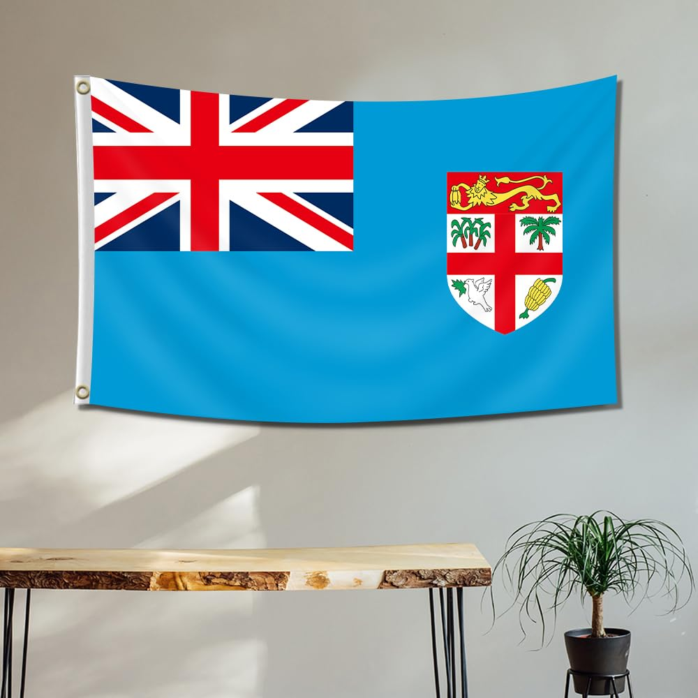 Fly Breeze 3X5 Feet Fiji Flag - Vivid Color and Fade Proof and Double Stitched - Fijian Flags Polyester with Brass Grommets