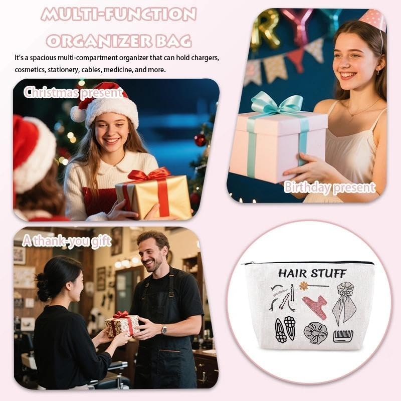 Hair Stuff Bags for Women Girls Travel Cosmetic Makeup Bag Pouches Hair Tools Organizer Cases Portable Skincare Toiletry Pouch Birthday Gifts for Hairdresser Holiday Christmas Presents for Hairstylist image number 1