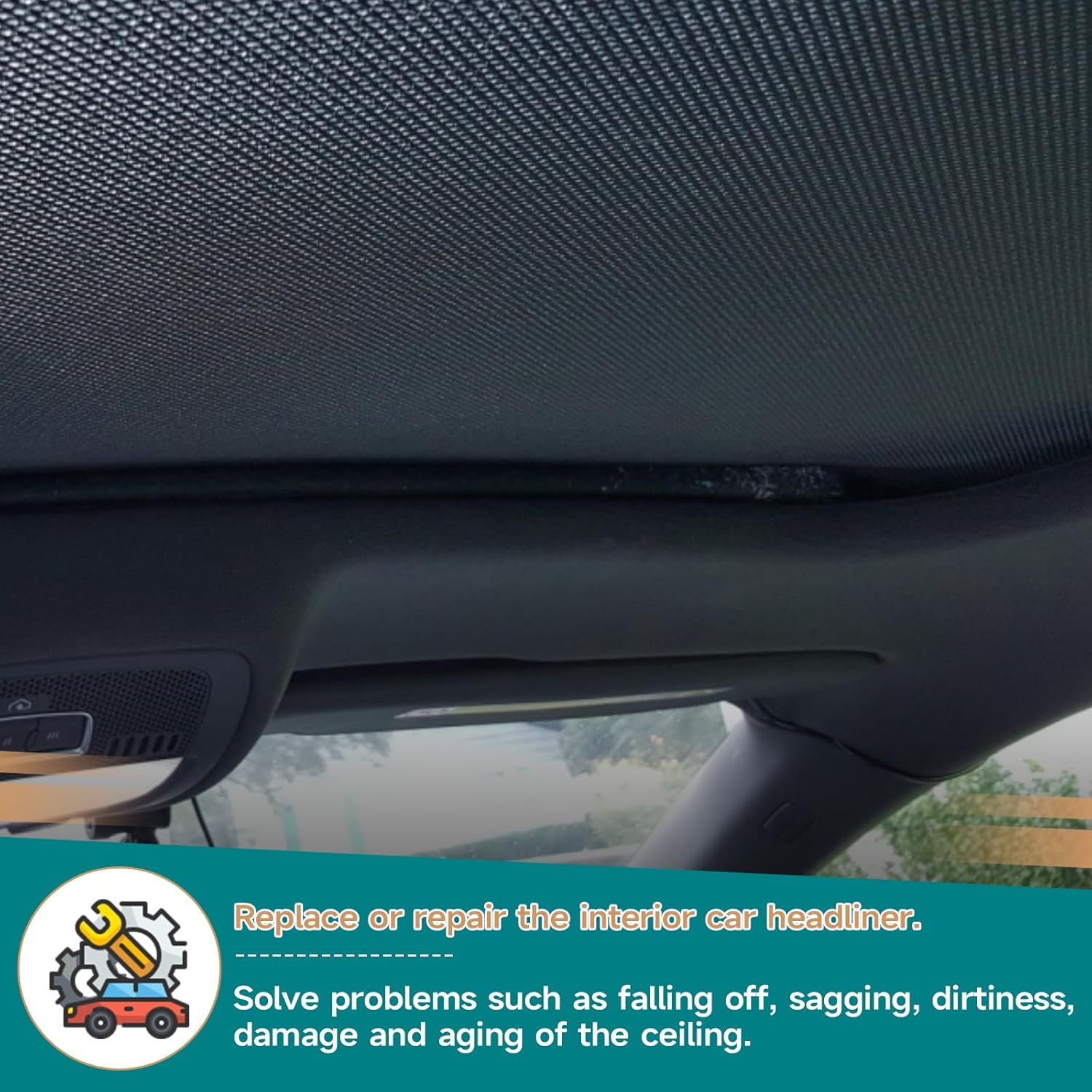 Uexplore-Oz Headliner Fabric - Flat Knit Headliner Roof Lining Mesh Type with 3Mm Foam Backing, Car Interior Replacement Headliner Material for Ute SUV RV Caravan Sedan Hatchback (Black, 1.5M &times; 2.4M) image number 4