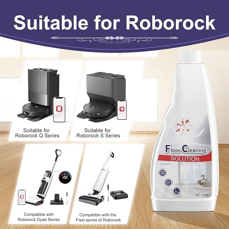 2 Bottle Floor Cleaning Solution Compatible with Roborock Robot Vacuum and Mop Cleaner,Deep Cleans for Multiple Hard Floors, Suitable for All Robot Vacuums with Mopping image number 4