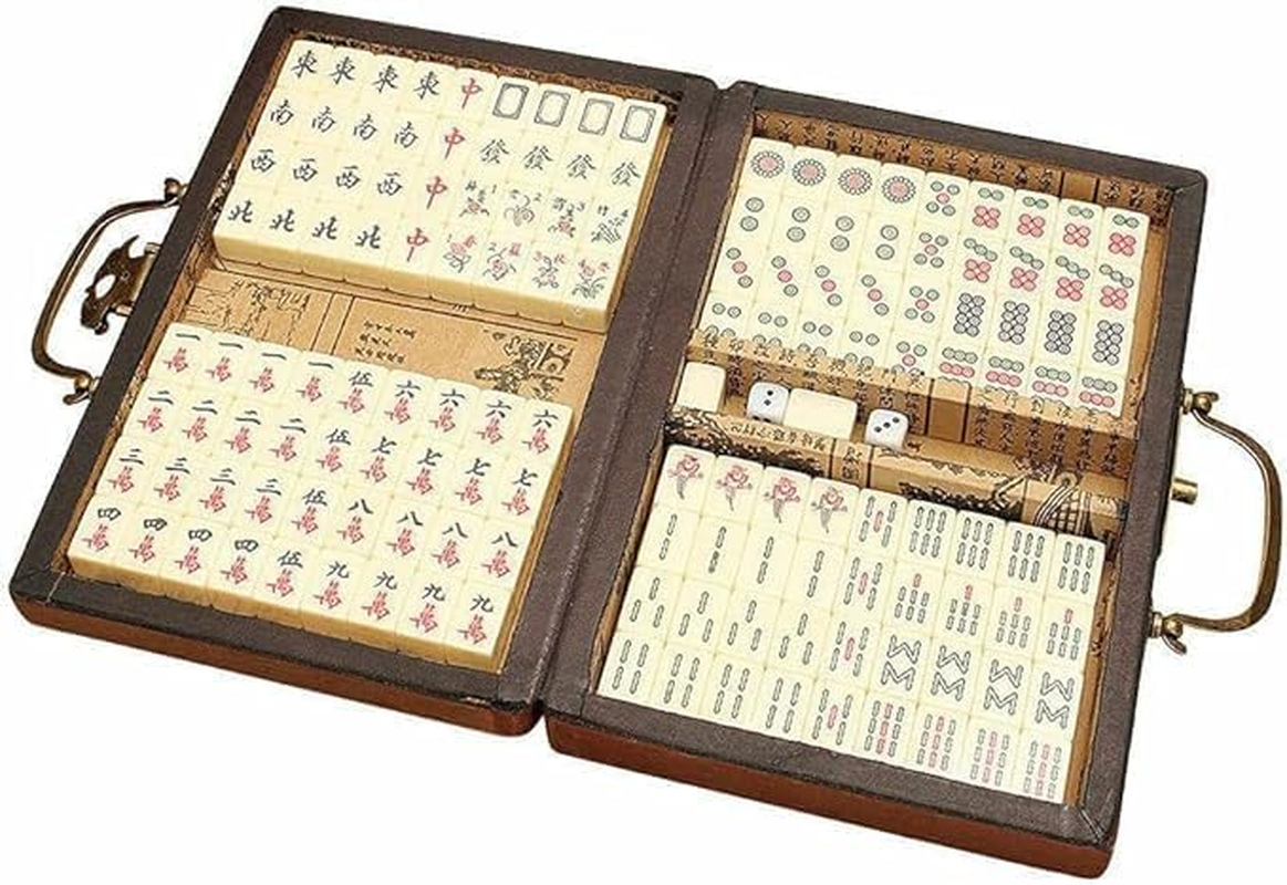 Chinese Mahjong Set - with 146 Tiles, 2 Dice Chinese Style Game for Travel, Family Gathering, Party image number 4