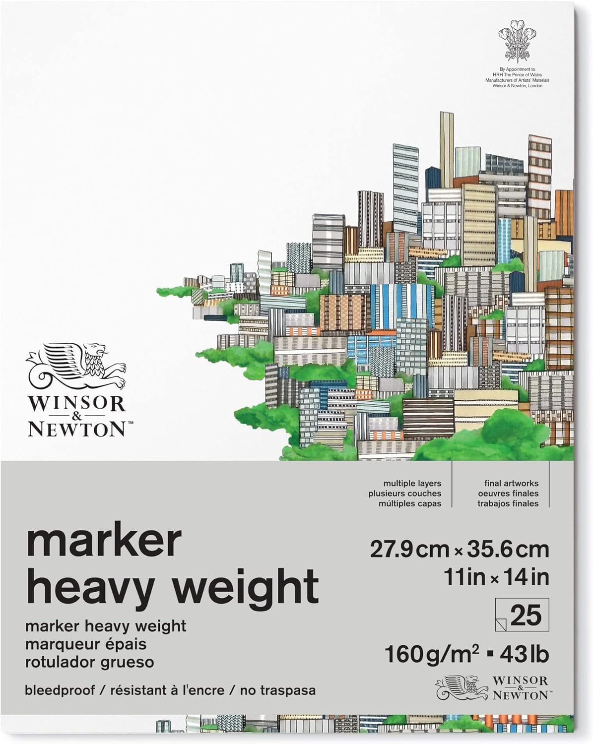 Winsor & Newton 6002007 Marker Paper, White, 27.9 X 35.6 Cm, 50 Sheets Pad, 75 G/M&sup2;
