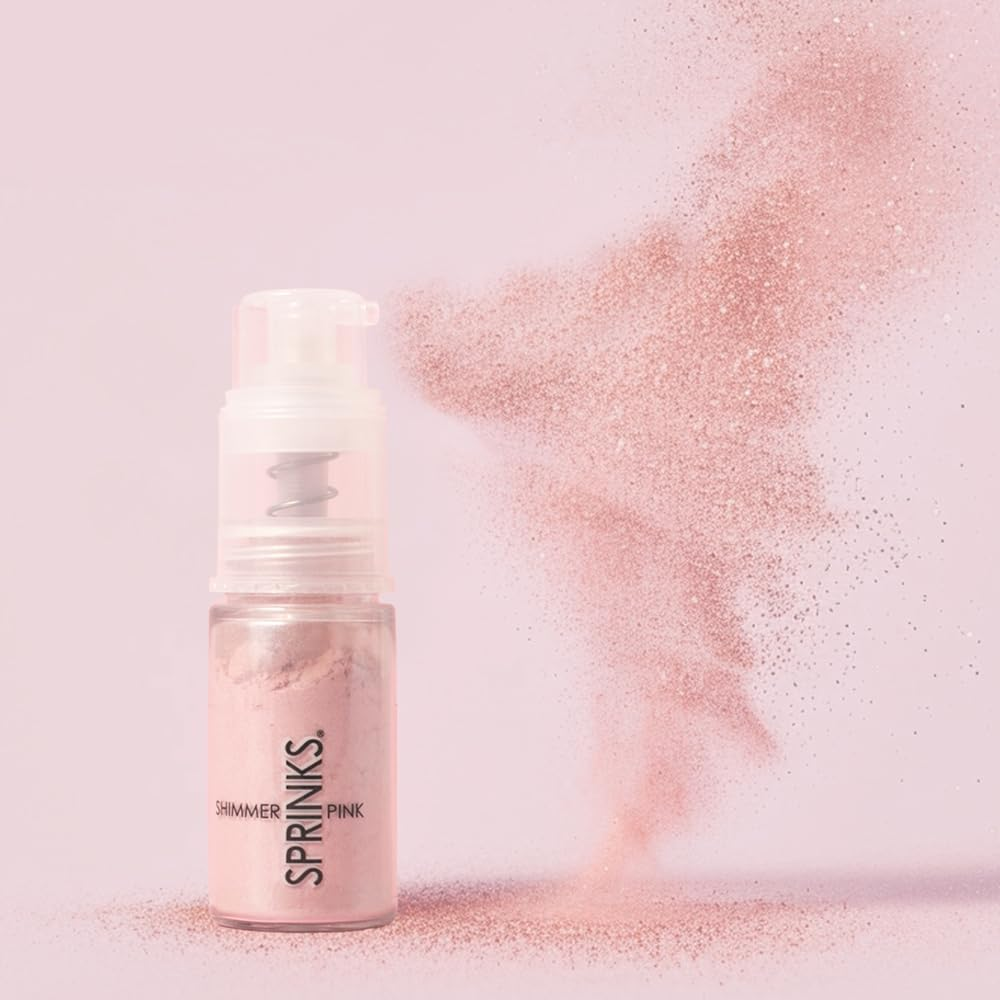Edible Dust Spray Pump | Shimmer Pink Micro Fine Glitter | Easy to Use for Cakes | Cupcakes | Cookies | Desserts | Pink Sprinkles Edible image number 4