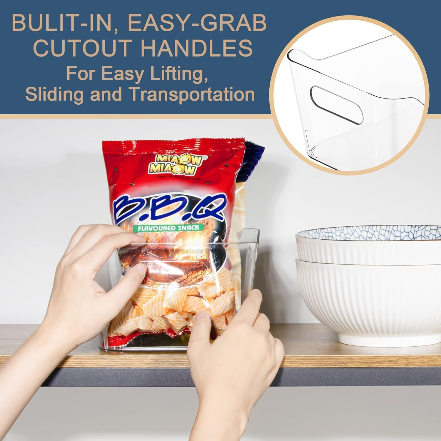 12 Pack Plastic Storage Bins, Multi-Use Organizer Bins, Pantry Organizer, Clear Storage Containers for Home, Kitchen, Office, Cabinet, Shelf and Fridge Organization image number 2