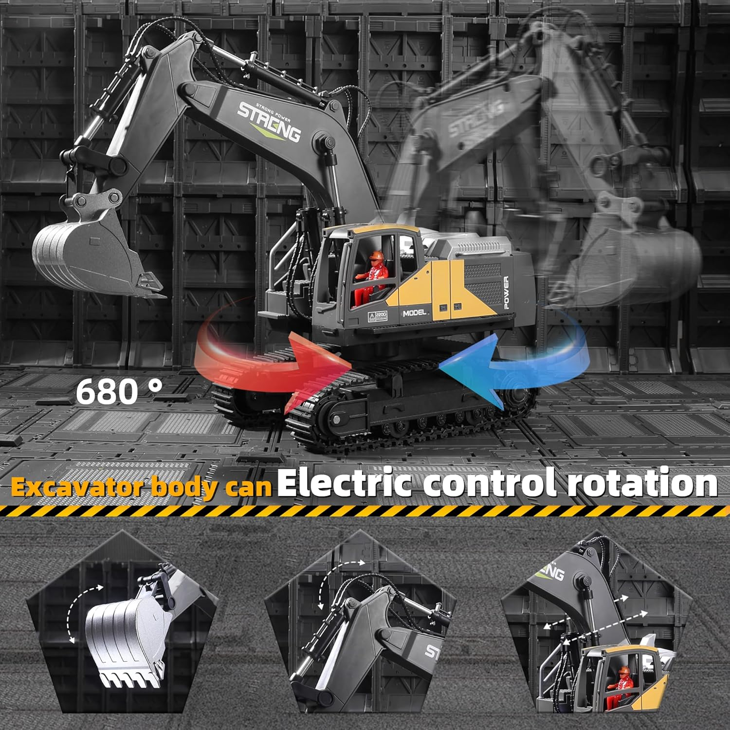 TOYVIBE 1:16 RC Excavator Australia - Hydraulic Remote Control Toy for Kids, 2.4Ghz All-Terrain Construction Vehicle, Extended Playtime, AS/NZS Certified image number 5
