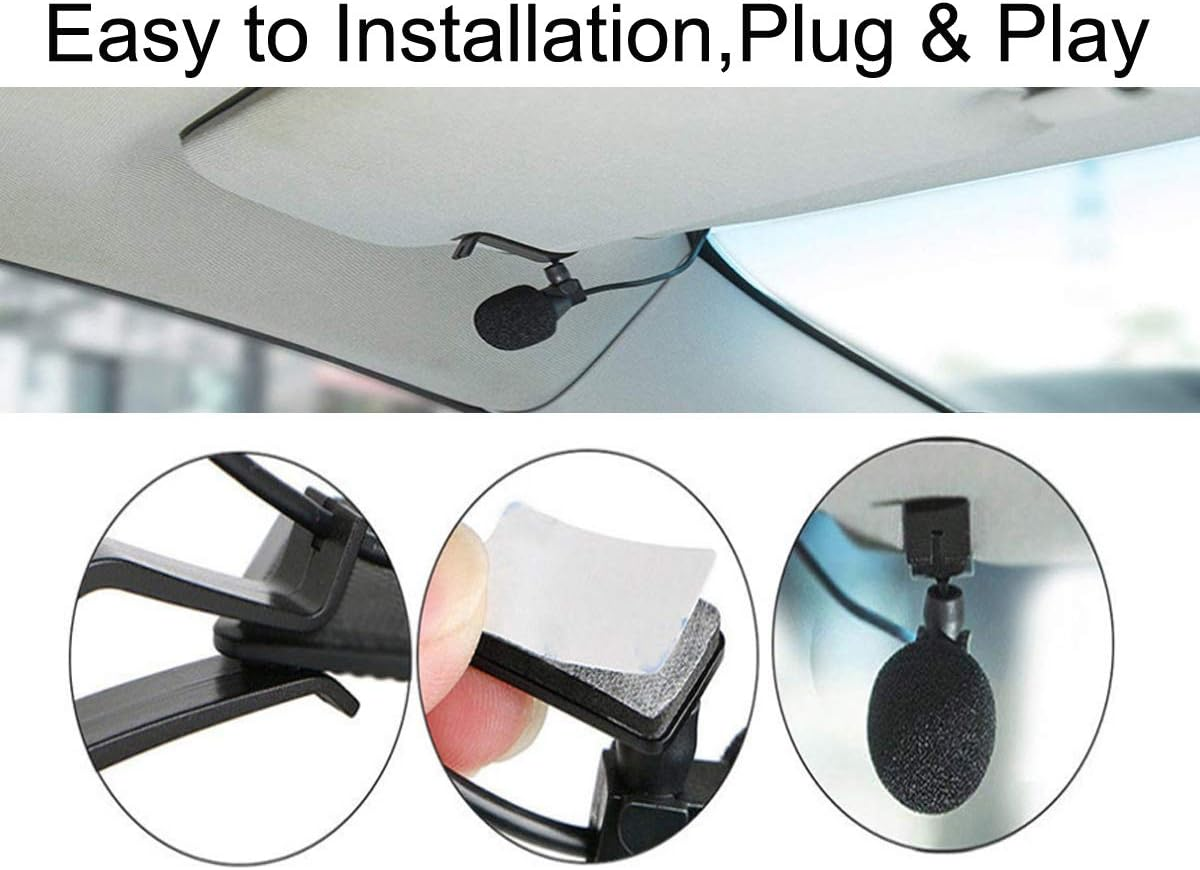 Car Radio Microphone 3.5 Mm Compatible with Pioneer Sony Boss JVC Kenwood Jensen Alpine External Mic for Vehicle Audio Stereo GPS CD DVD 3M Cable 3.5 Mm Female to 2.5 Mm Male Adapter image number 3