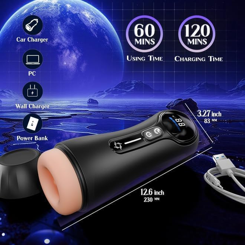 Sex Toys for Men Male Masturbator with 4 Suction & 9 Vibration Modes, Penis Pump Adult Toys with LED Display, Hands-Free Male Sex Toy, Discreet Mens Sex Toys Sex Machine for Men Pleasure image number 6