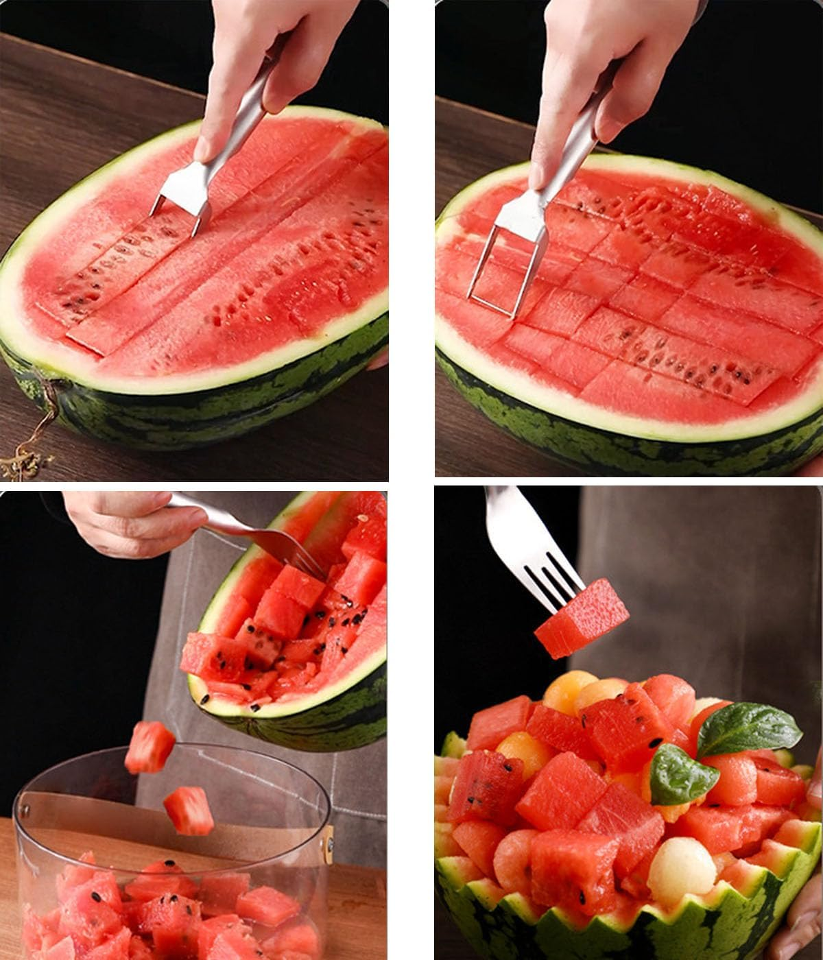 2-In-1 Stainless Steel Watermelon Cutter Slicer, Watermelon Fork Slicer Cutter Slicer Tool, Dual Head image number 1
