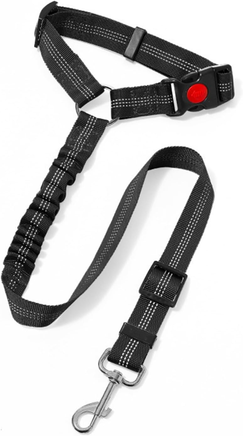 Dog Seat Belt for Car, Safety Harness Dog, Adjustable Seat Belt with Elastic Cushioning, Safety Belt for All Dog Breeds and Car Types, for All Dog Breeds and Cats, Black image number 2