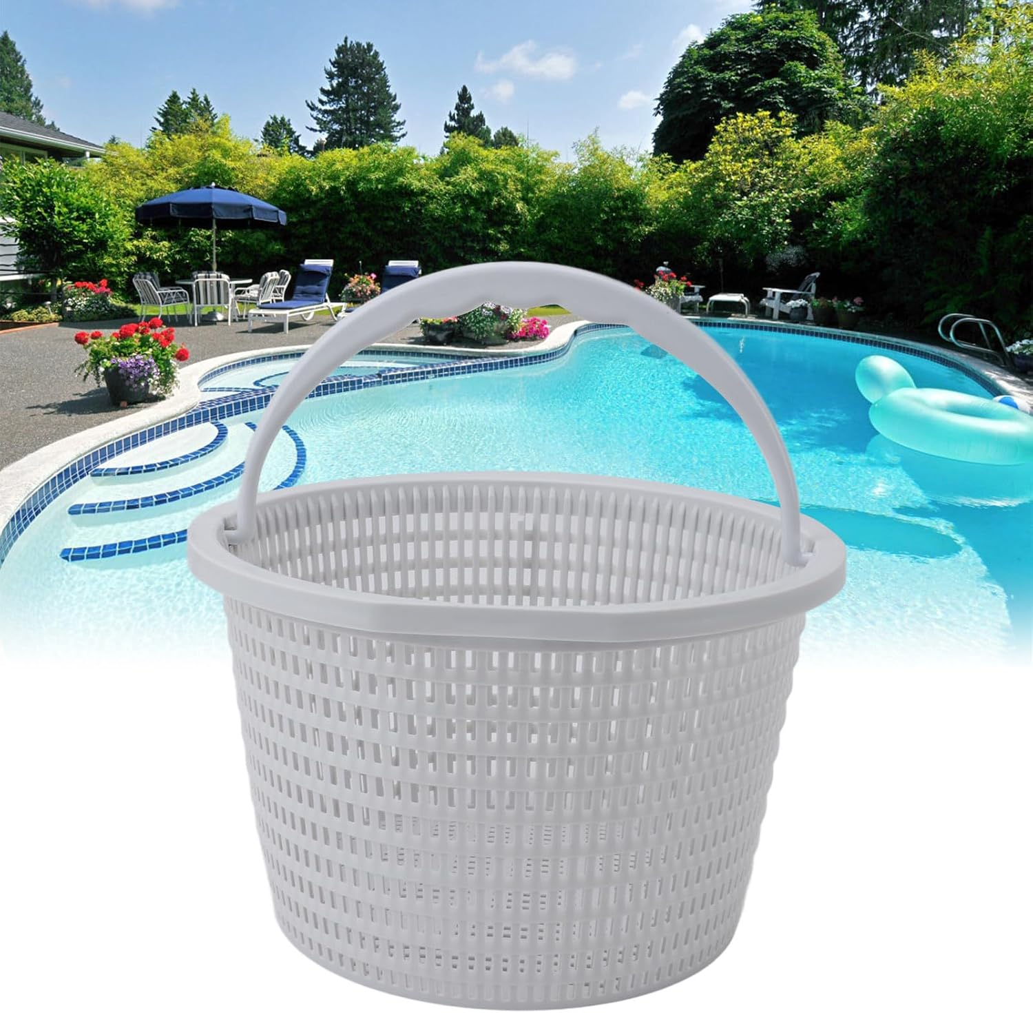Skimmer Basket, Pool Basket Skimmer Pool Filter Basket with Handle Plastic Pool Filter Basket, Universal Skimmer Basket, Large Size Filter Basket Replacement for Swimming Pools,