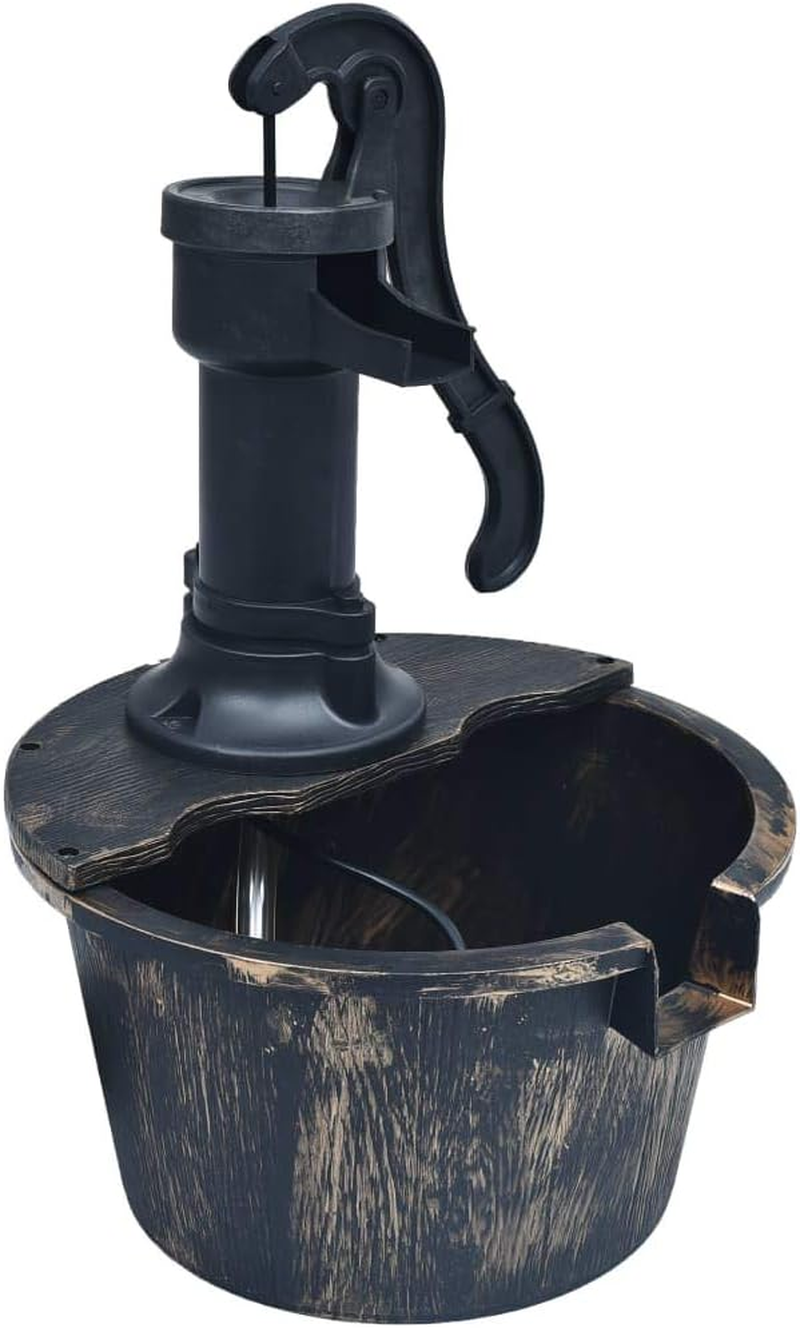 Vidaxl Rustic Garden Water Fountain, Bronze Colour - Outdoor Water Display with Barrel Design, Integrated Pump, Weather-Proof and Rust-Resistant, 29.5Cm Diameter X 45Cm Height image number 3