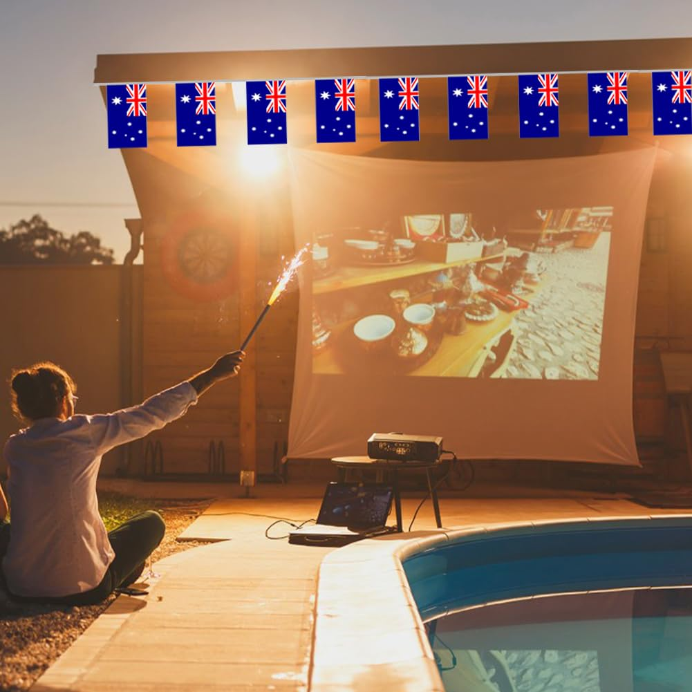 Australia String Flag Pennant Banner,Kiwinvou 38Pcs Australia Flags,10 Meter Mini Australian Flags Bunting Banner for School, Party, Sports Events, Patriotic Festival image number 6