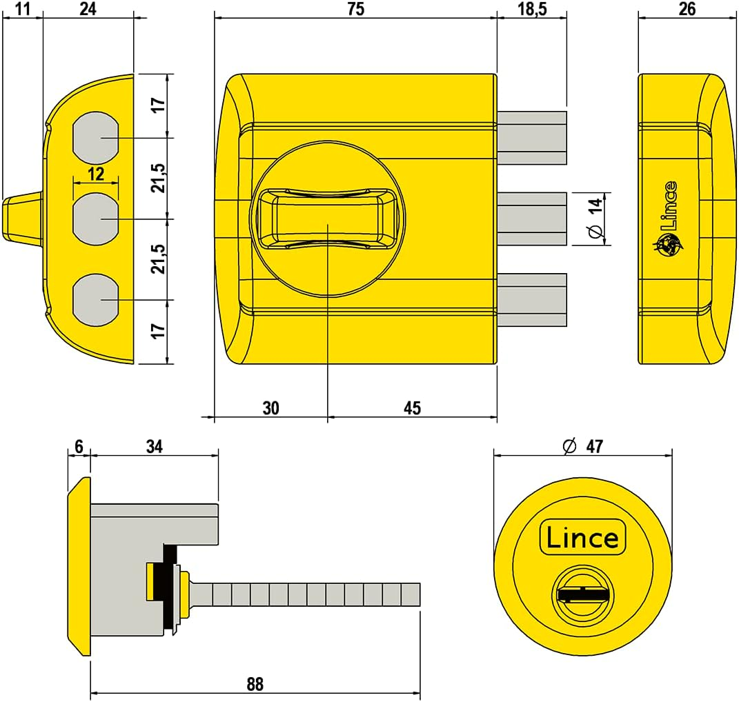 Lince 4930-Hl Supra Key Lock Brass Plated image number 4