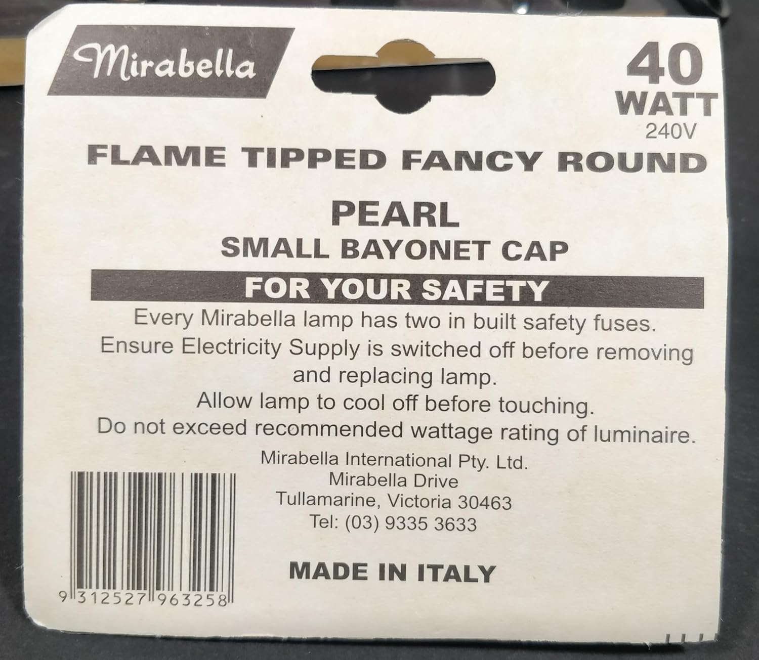 12 X 40W Flame Tip Light Globe Bulbs B15 Small Bayonet Pearl Frosted Incandescent image number 2