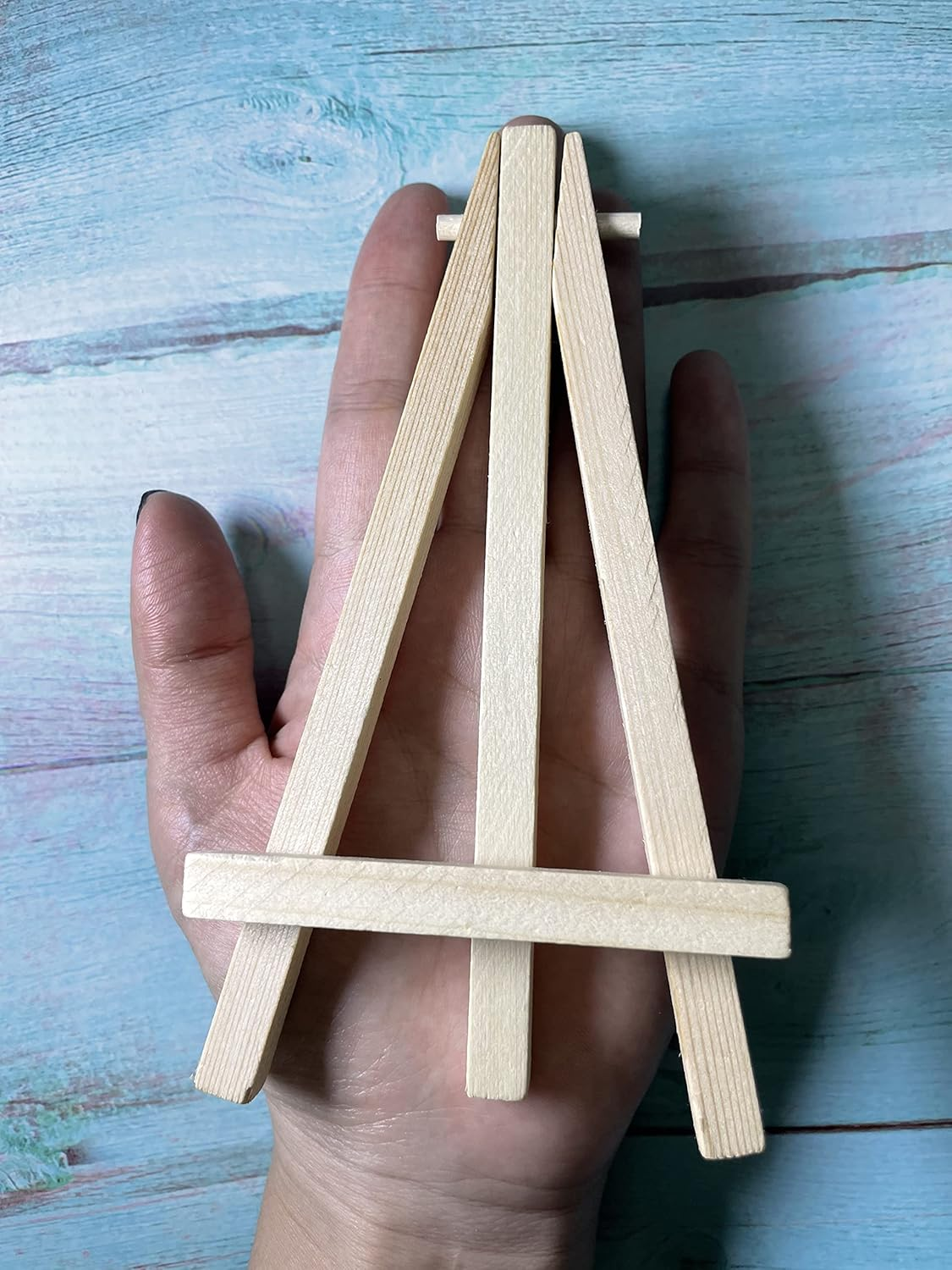 IKEEP 12Pcs Wooden Tabletop Art Display Easels, Small Desktop Holder Stand for Displaying Canvas Paintings,Drawing, Weddings, Kids Crafts image number 5