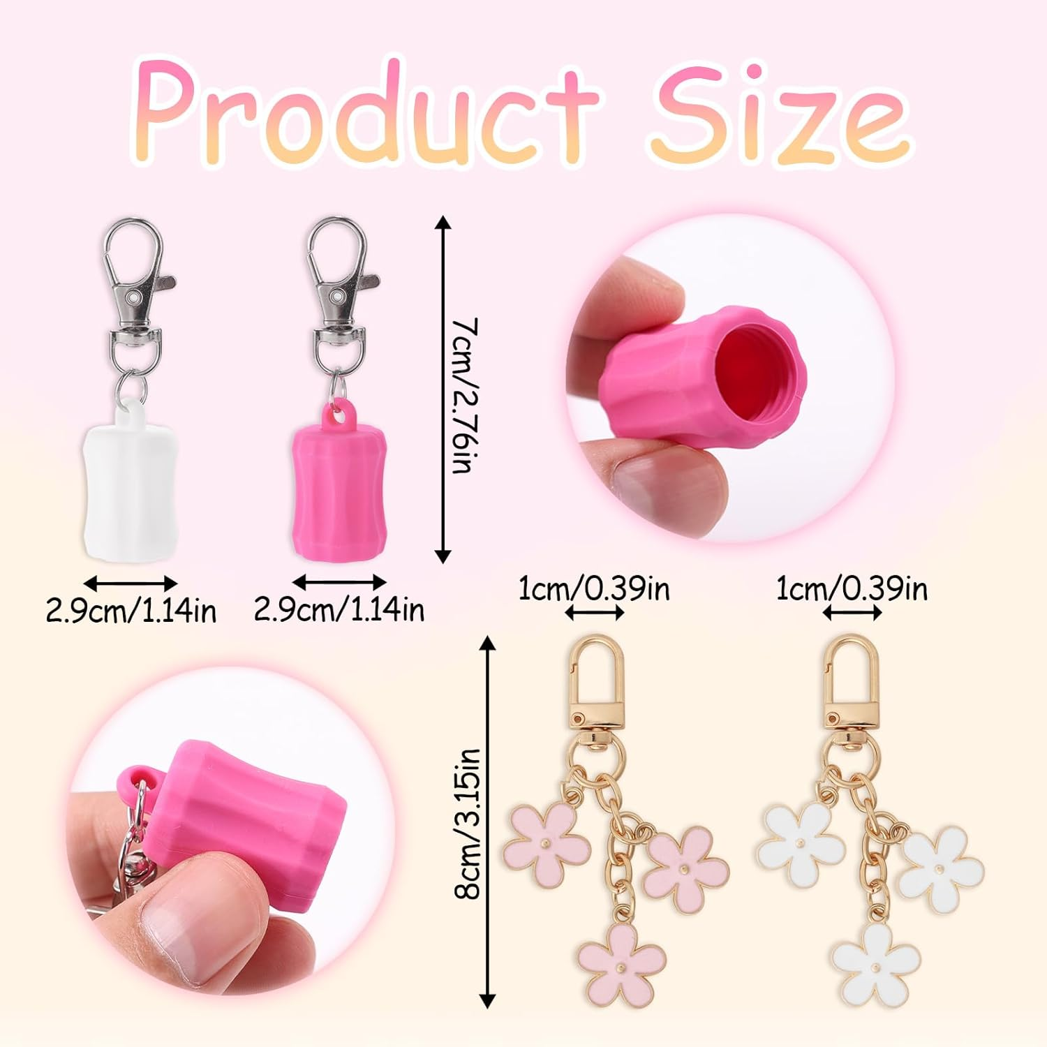 Keychain Caps for Summer Fridays, Portable Flower Charm Keychains Premuim Lip Balm Caps Suitable for Summer Fridays 0.55-0.7In Lip Balm image number 3