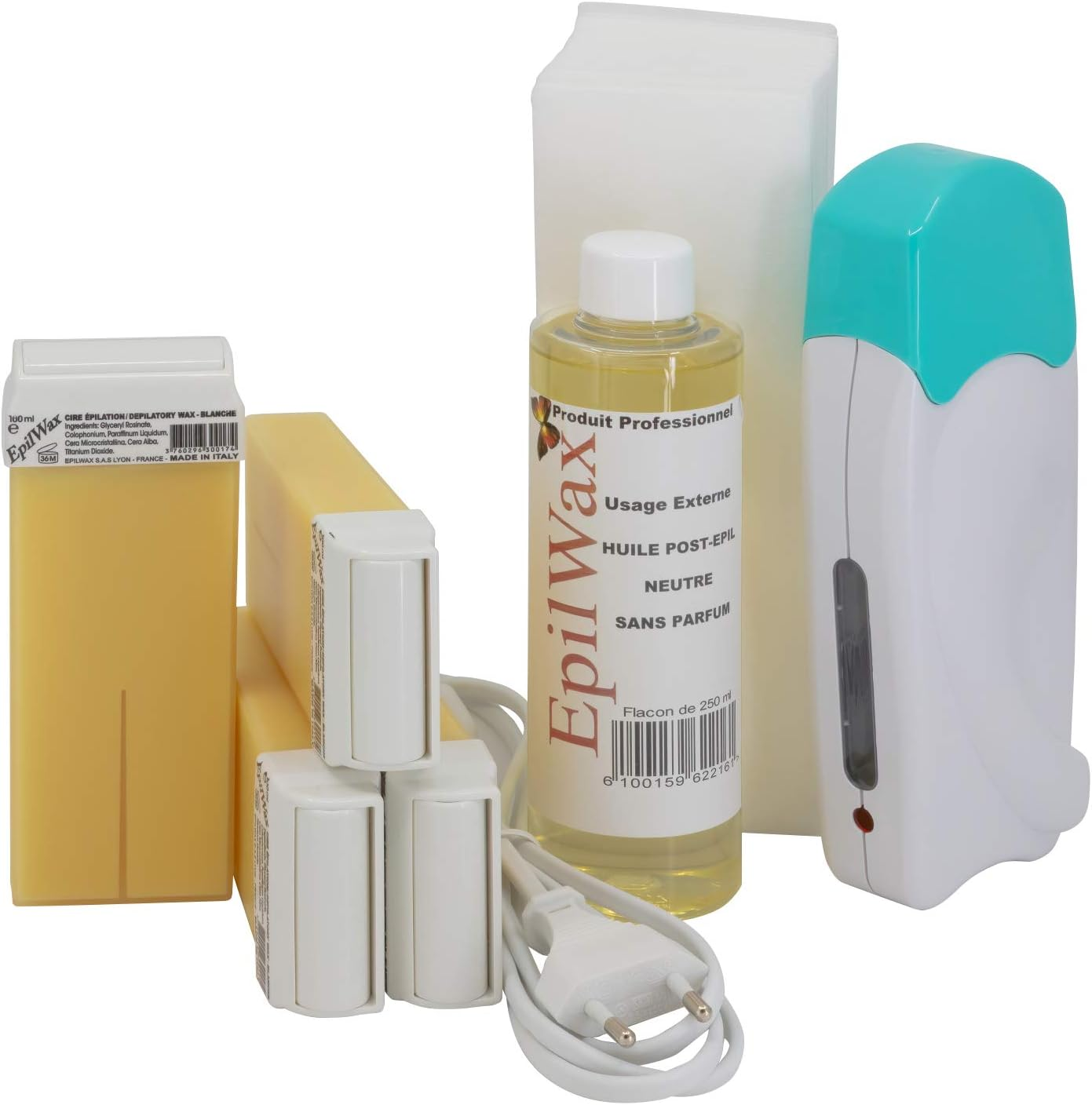 EPILWAX S.A.S - Kit D'Hair Removal Solo Full/Complete to La Wax Disposable White, with Wheel Grand Model for the Legs, Armpits, and the Body image number 5
