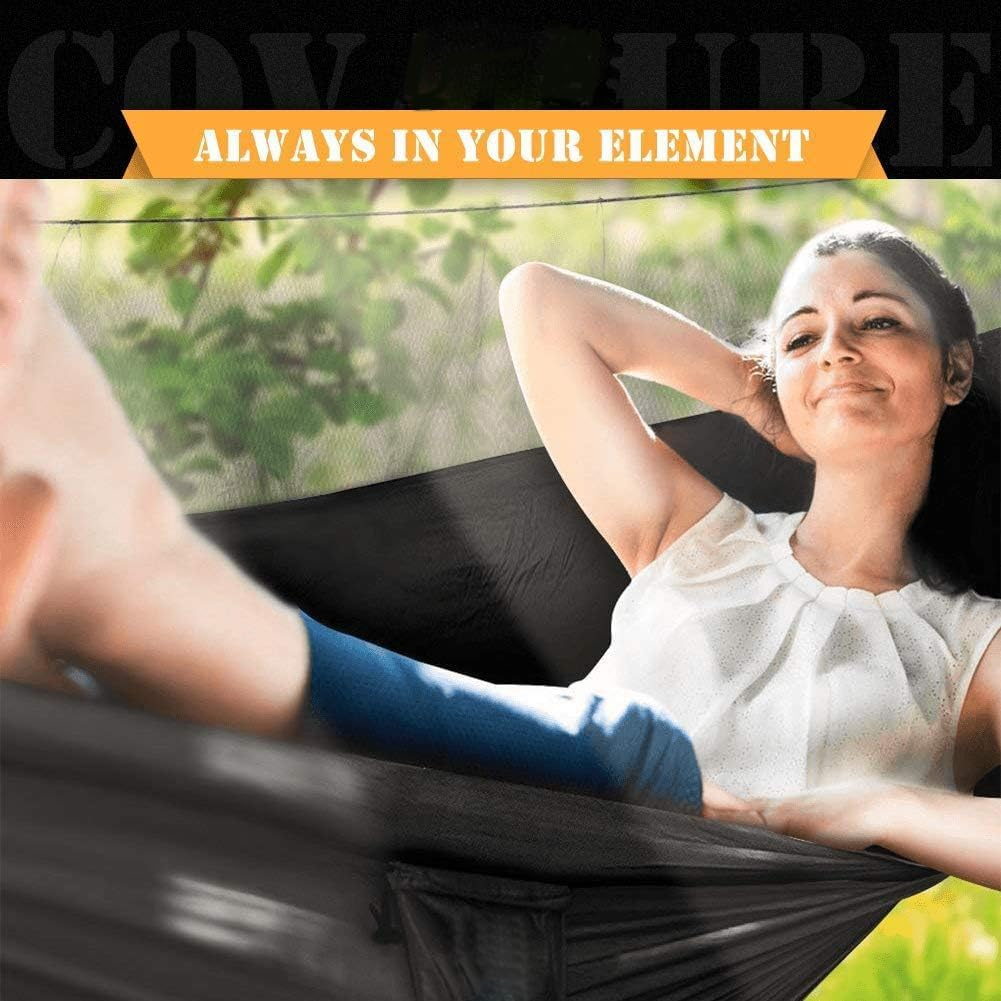 APEXORIGIN Camping Hammock with Mosquito Net, Portable Hammocks with Adjutable Loops and Tree Straps, Double & Single Hammock Tent for Outdoor, Hiking and Travel (Black) image number 1