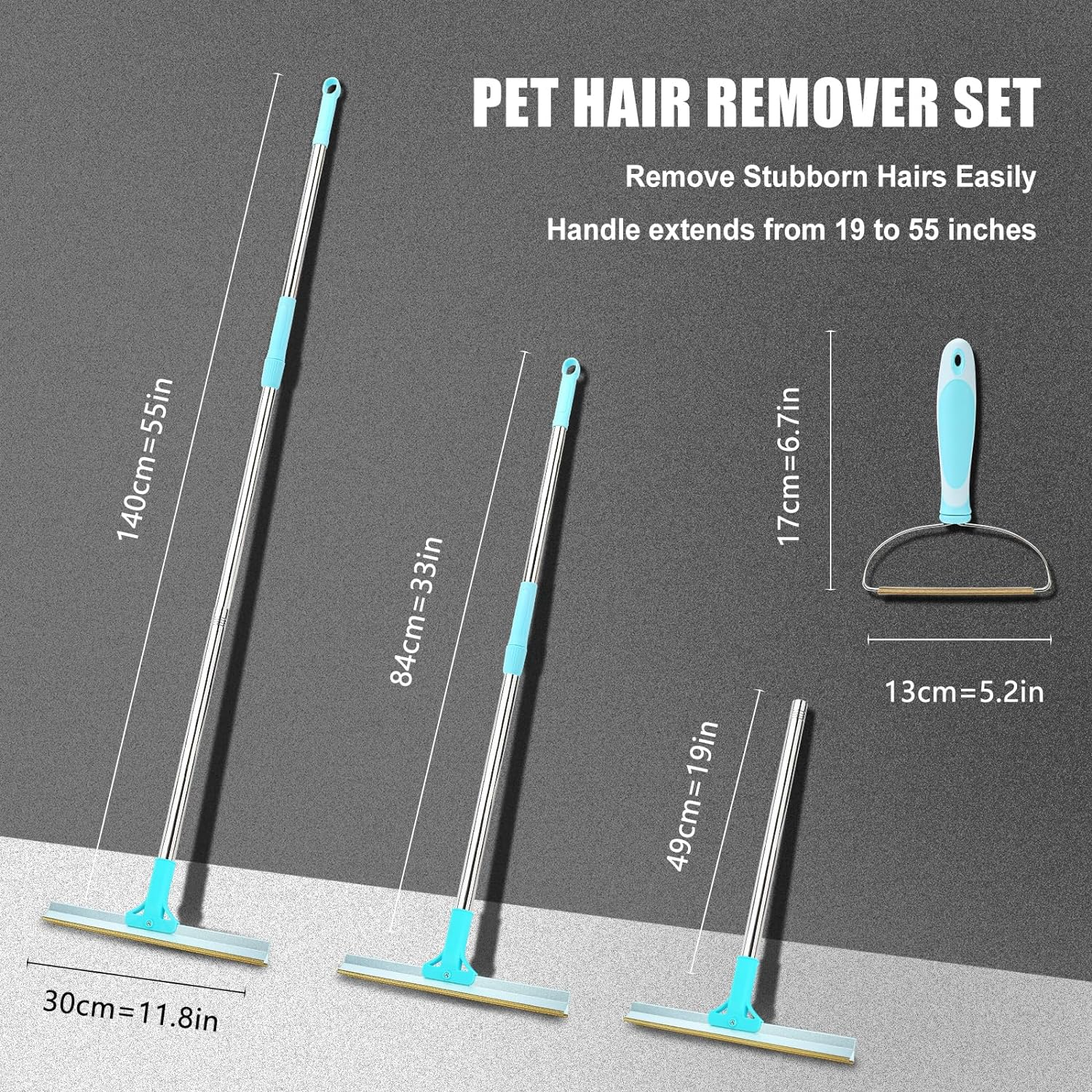 Carpet Rake for Pet Hair Removal, Adjustable Long Handle Lint Remover with Innovative Metal Edge, Dog Cat Fur Remover Brush Broom for Rug, Furniture, Couch, Car Mats, Stairs image number 6