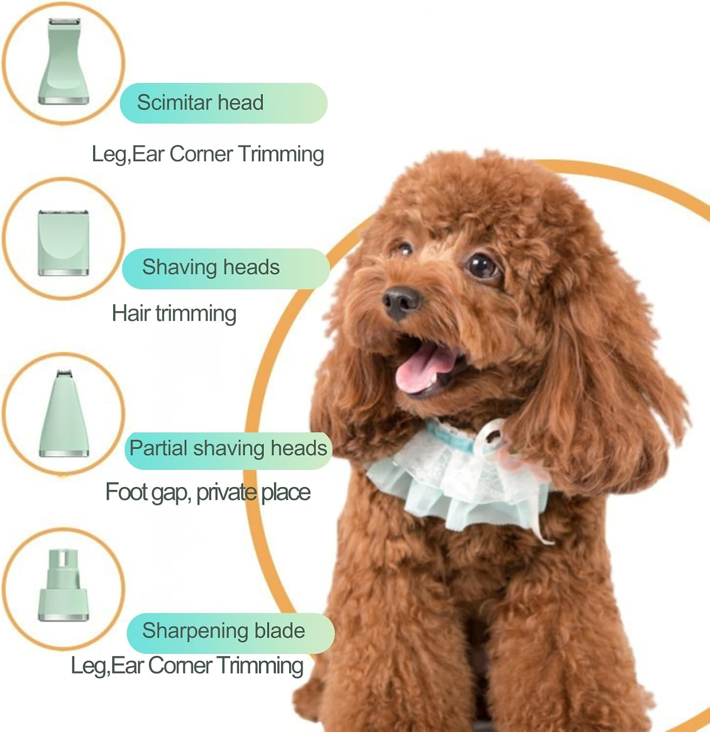 Dog Grooming Kit Professional 4-In-1 Electric Pet Grooming Kit, Dog Hair Clippers & Trimmer with 4 Detachable Comb Guides, USB Rechargeable Low Noise Cordless Haircut Clippers for Dogs & Cats, Pet Grooming Supplies & Trimmer Tool image number 2