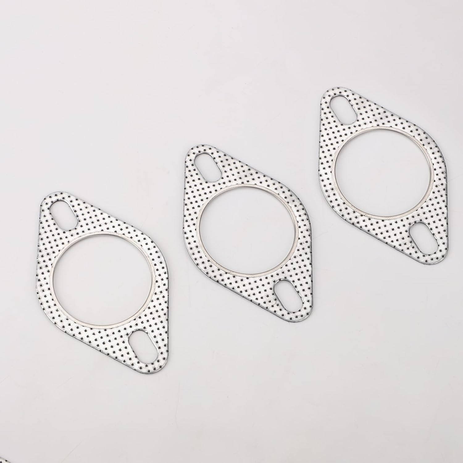 3Pcs High Temp Exhaust Gasket, 2.5" 2-Bolt Muffler Gasket Exhaust Flange Gasket Replacement OEM#120-06310-0002 Heavy Duty Muffler Manifold Gasket Sealer for Car Header down Dump Pipe image number 6