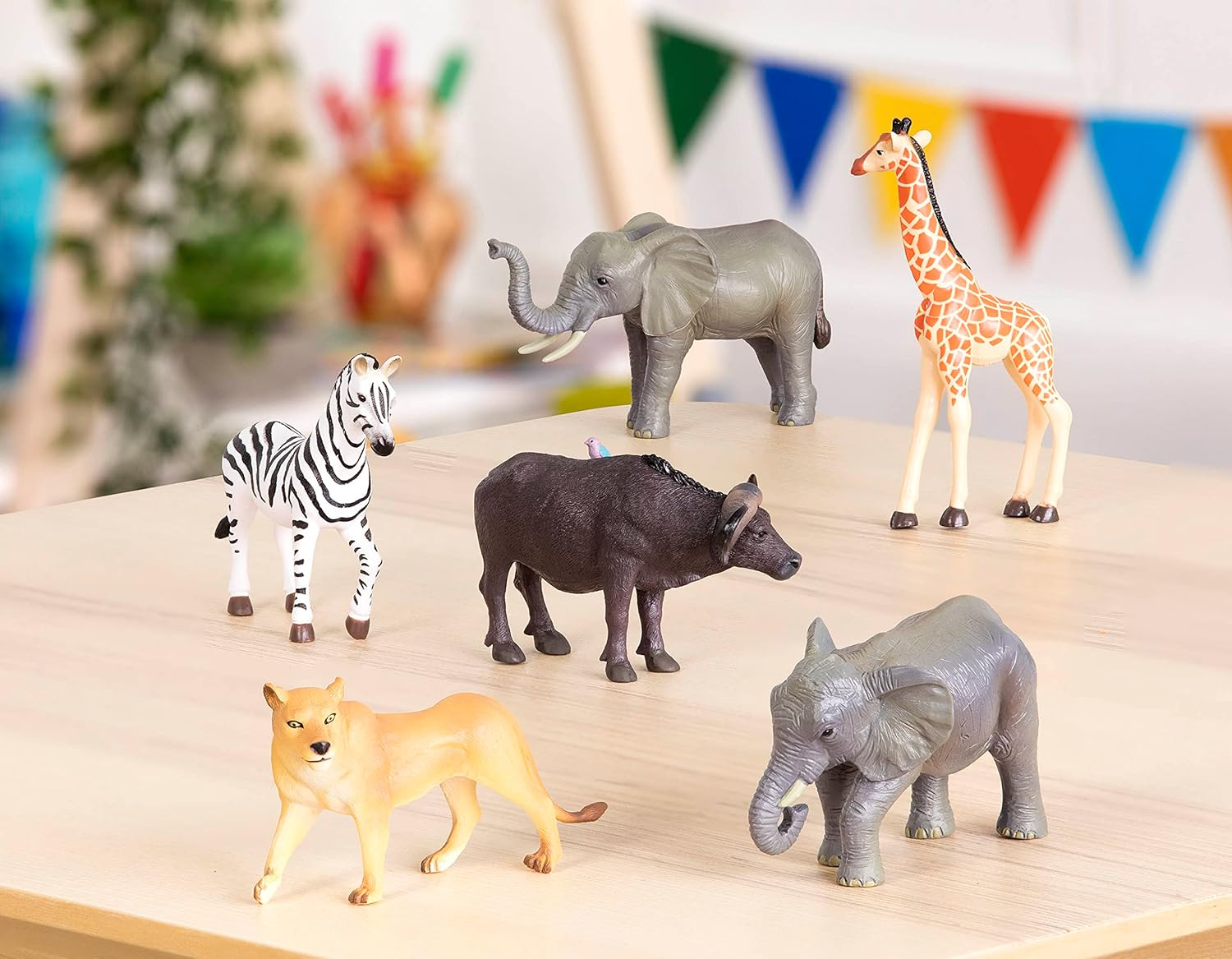 Terra by Battat &ndash; 6 Pieces Wild Animal Figurines Set &ndash; Realistic Elephant, Lion, Zebra, Giraffe, Water Buffalo Toy Animals for Toddlers and Kids &ndash; Collectible Safari Animal Toys for 3+ Years image number 1