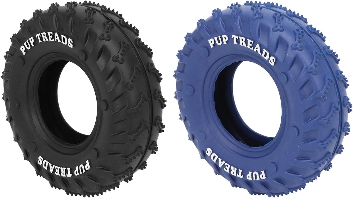 Topiky Pack of 2 Durable Rubber Chew Toy and Treat Dispenser for Powerful Chewers, Chew Toys for Aggressive Chewers, Dog Toys for Interactive Play, Medium