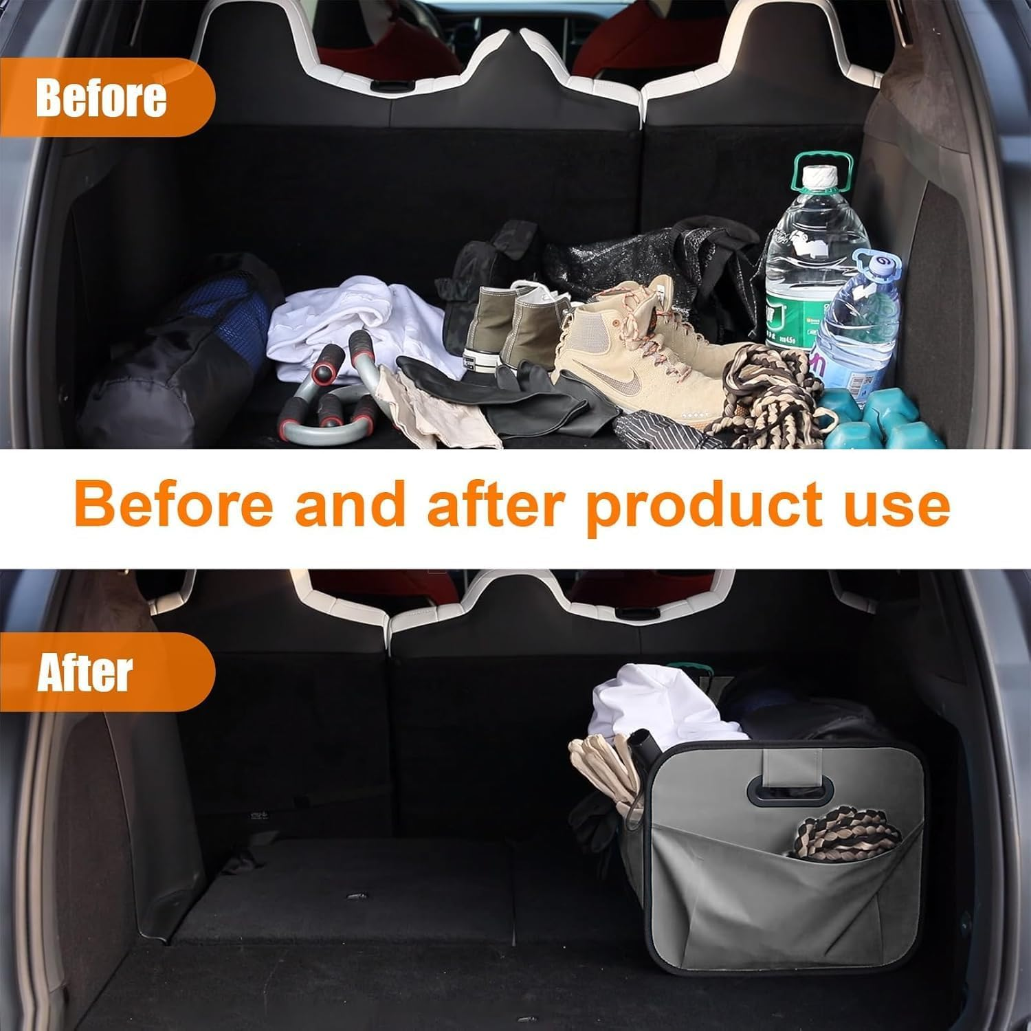 Car Trunk Organizer, Car Storage Box, Reinforced Handles, Collapsible Multi-Compartment, Foldable & Waterproof, 600D Oxford Polyester, Suitable for Any Car, SUV, Mini-Van image number 2