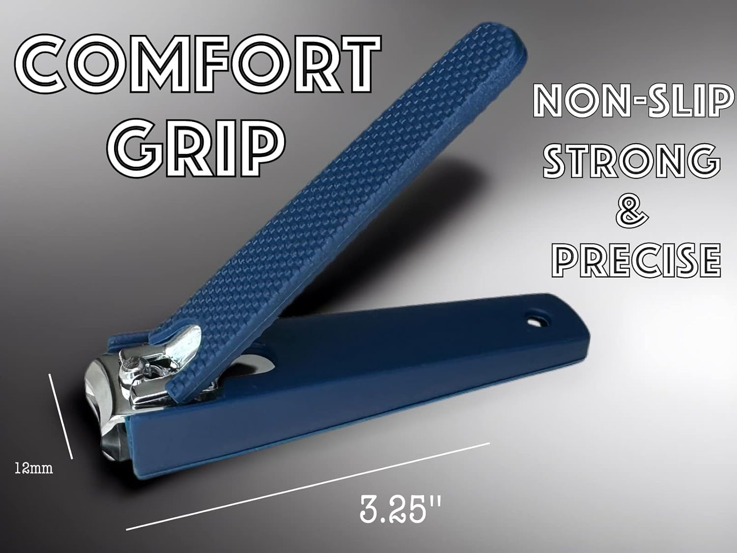 1 Comfort Hold Navy Large Nail Clippers Non-Slip Sure Grip Clipping Removable Catcher Toenails Fingernails Cutter Ultra Sharp Trimmer Stainless Steel Men Women Arthritis Unsteady Hands image number 1