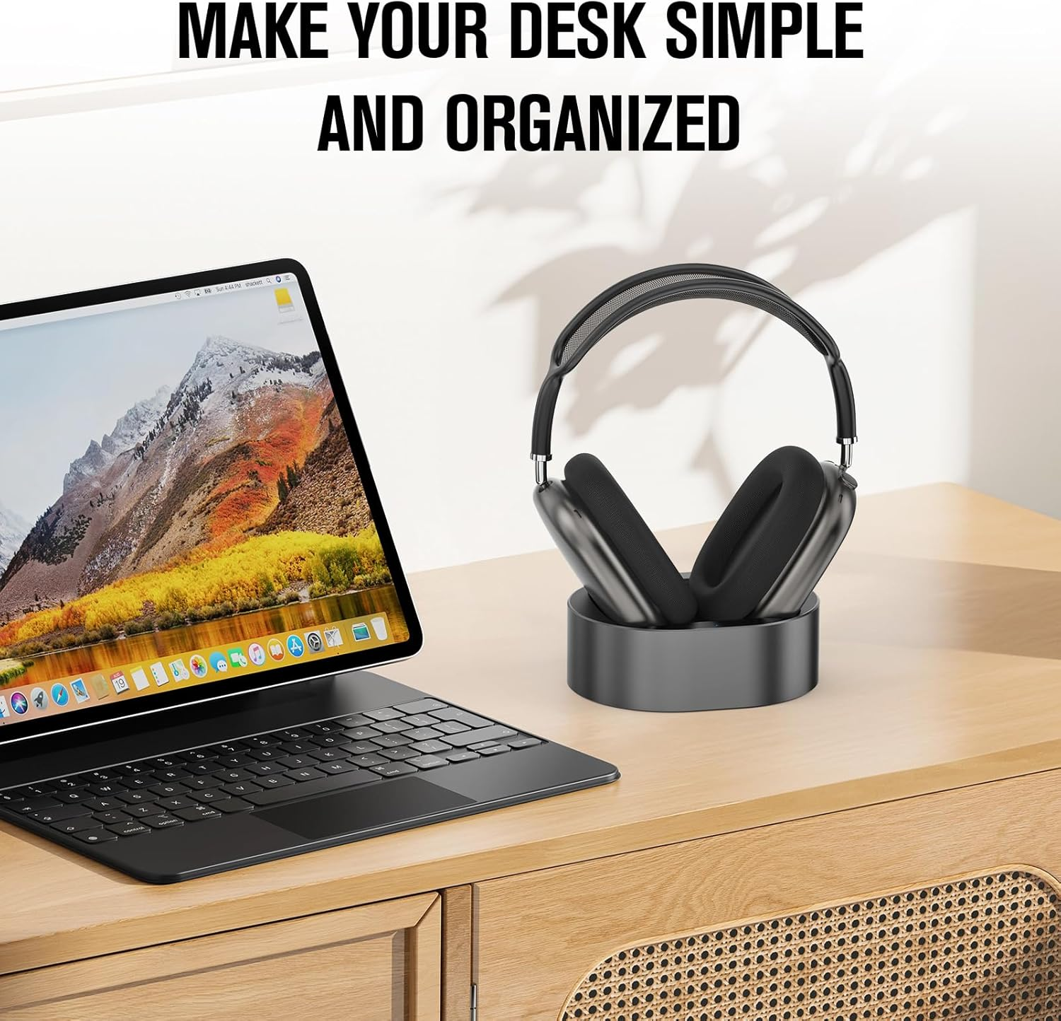 ROUNKIN Headphone Charging Stand for Airpods Max,Support Sleep Mode,Magnetic Stand,Protable Desktop Headset Holder,Headset Stand, Charging Base for Headphones,Designed for Airpods Max 2/1(Black) image number 6