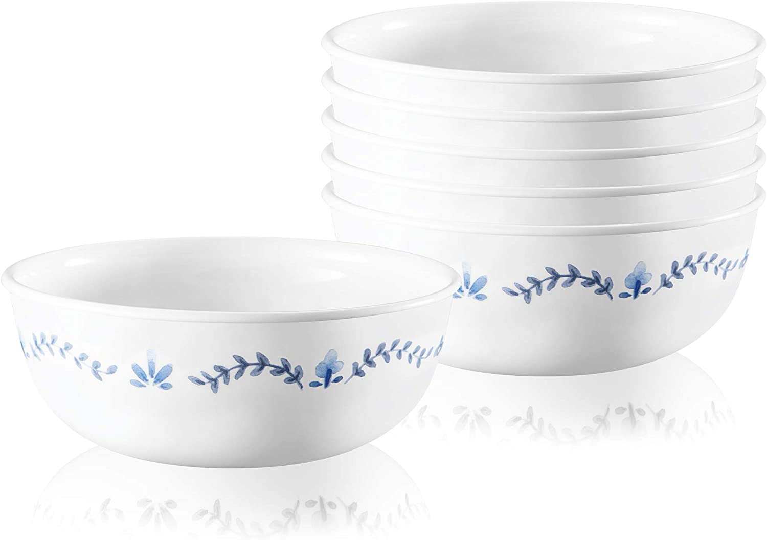 Corelle Portofino 6 Piece Soup Bowl Set &ndash; Intricate Blue Pattern, Lightweight & Chip-Resistant Dinnerware, Microwave & Dishwasher Safe &ndash; 473 Ml Capacity image number 4