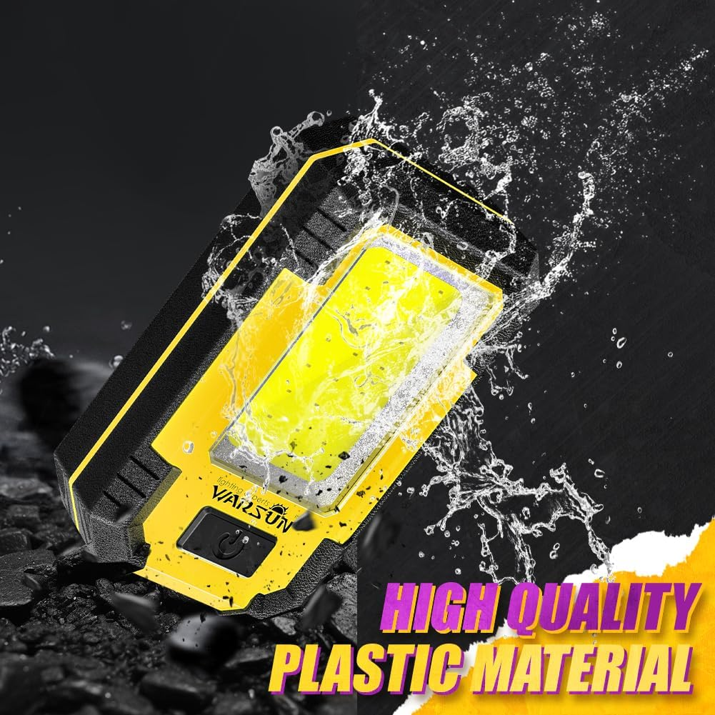 Warsun KS-08 Portable LED Rechargeable Work Light,Magnetic Base & Hanging Hook,30W 1200Lumens Super Bright,5000K,For Car Repairing, Camping,Hiking, Backpacking, Fishing, Hurricane,Emer, Yellow image number 1