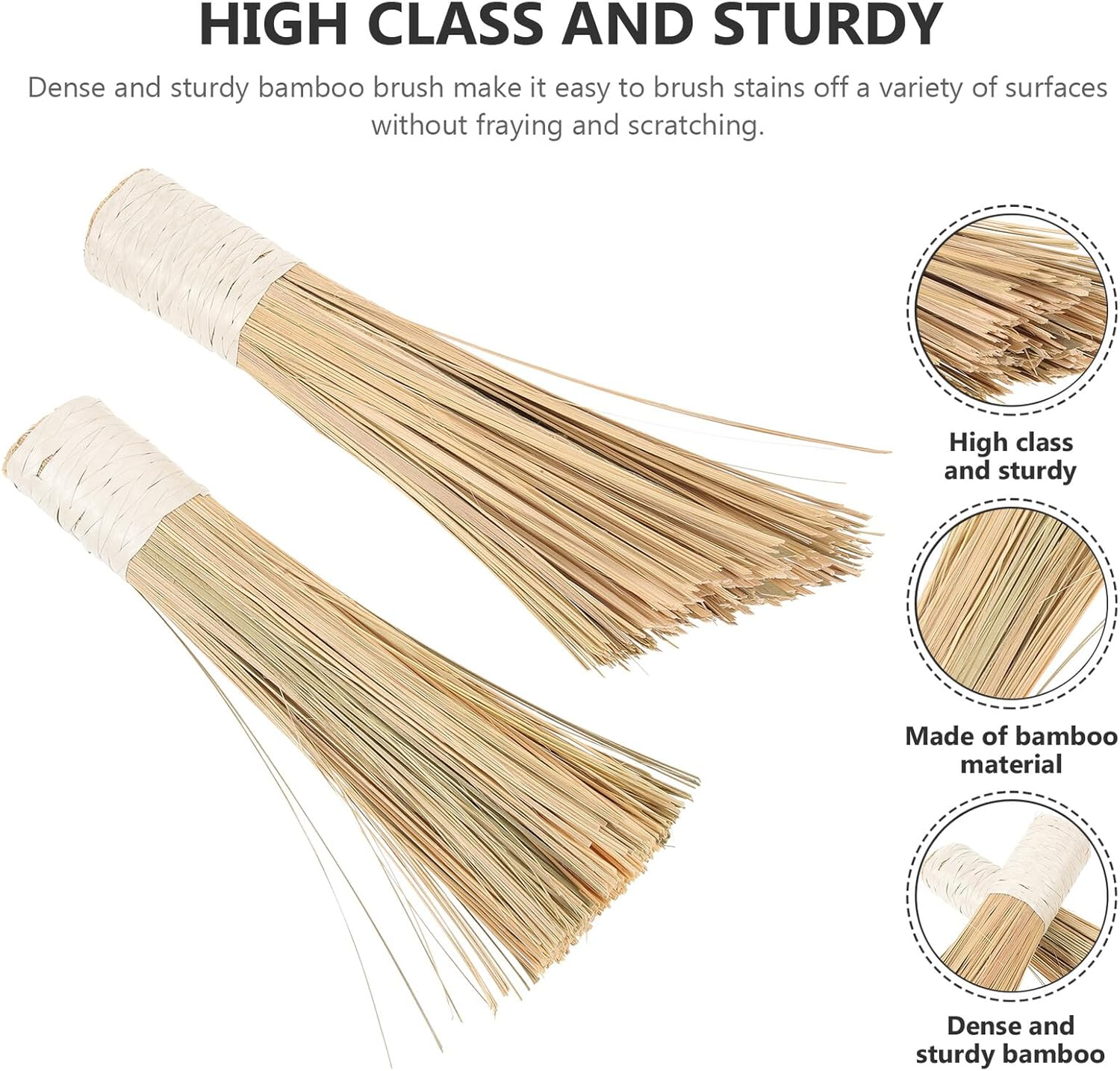 WEKADRIN 2Pcs Bamboo Wok Brush Cleaning Scrubbers with Comfortable Non-Slip Handle for Heavy-Duty Kitchen Use Non-Stick Cookware and Dishes image number 5