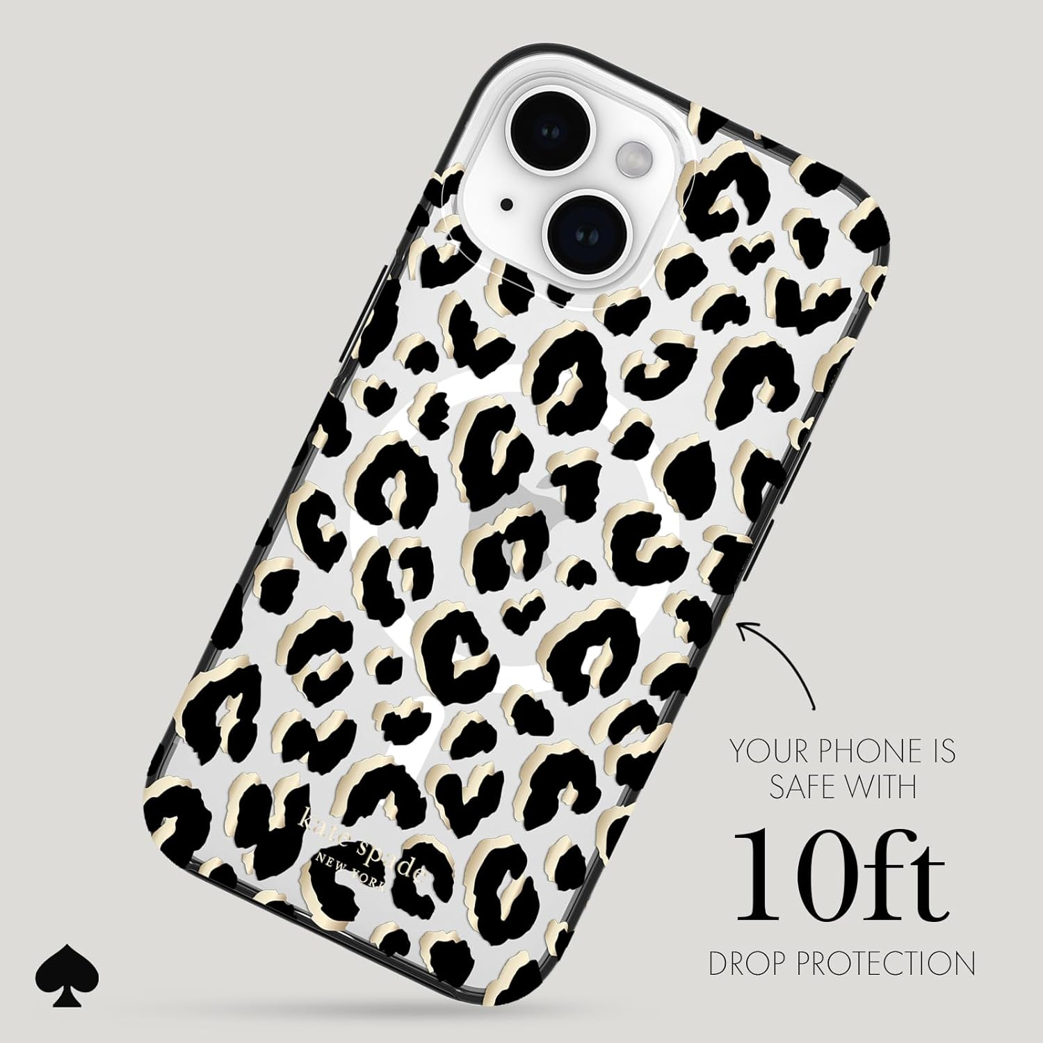 Kate Spade New York Iphone 15 Case/Iphone 14 Case/Iphone 13 Case, Compatible with Magsafe - City Leopard Black image number 5
