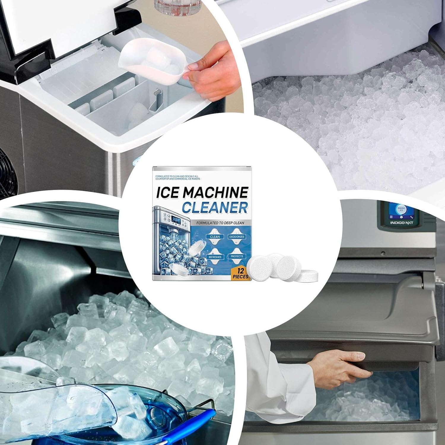 Ice Maker Cleaner Tablets, 12 Pieces Descaling Ice Maker Cleaning Tablets, Small Appliance Parts & Accessories, Stain Removal Products for Most ICES Makers image number 2