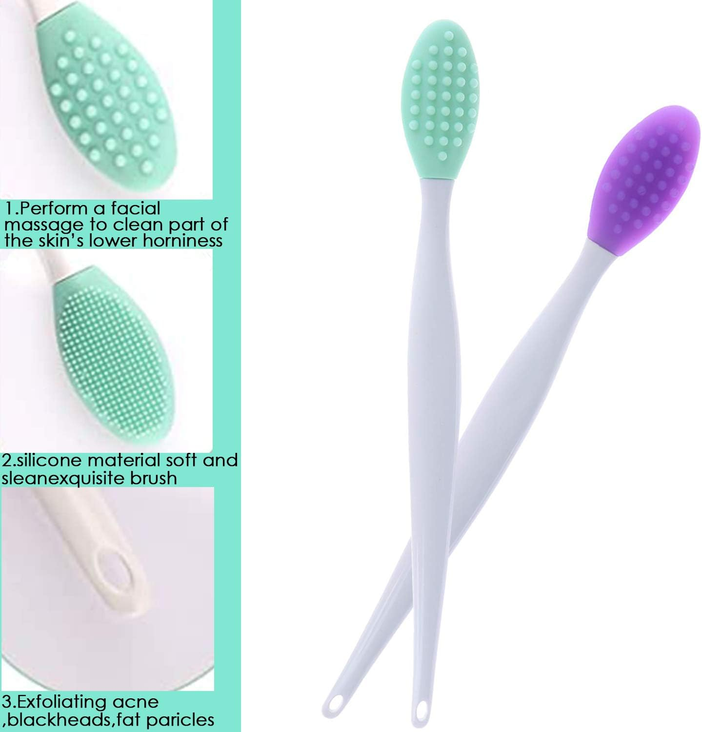 Goworth 3 Pcs Lip Brush Tool,Double-Sided Silicone Exfoliating Lip Brush image number 1