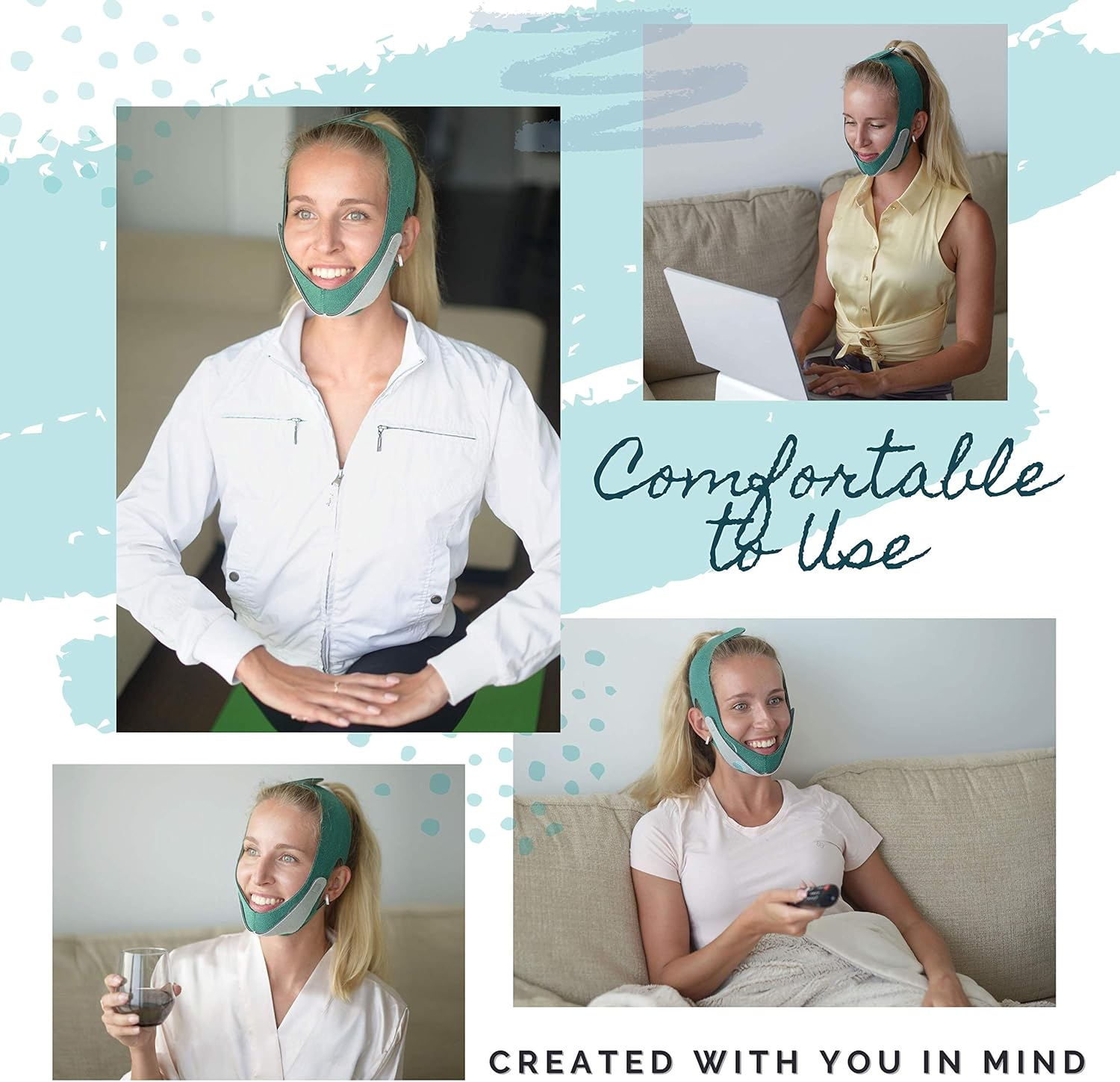 Readygoo&reg; Emerald Face Slimming Strap with Graphene for Women and Men | Reusable Double Chin Reducer | Face Lift Solution | Jawline Shaper | Skin Toning Belt | V Line | V Shaped Slimmer image number 2