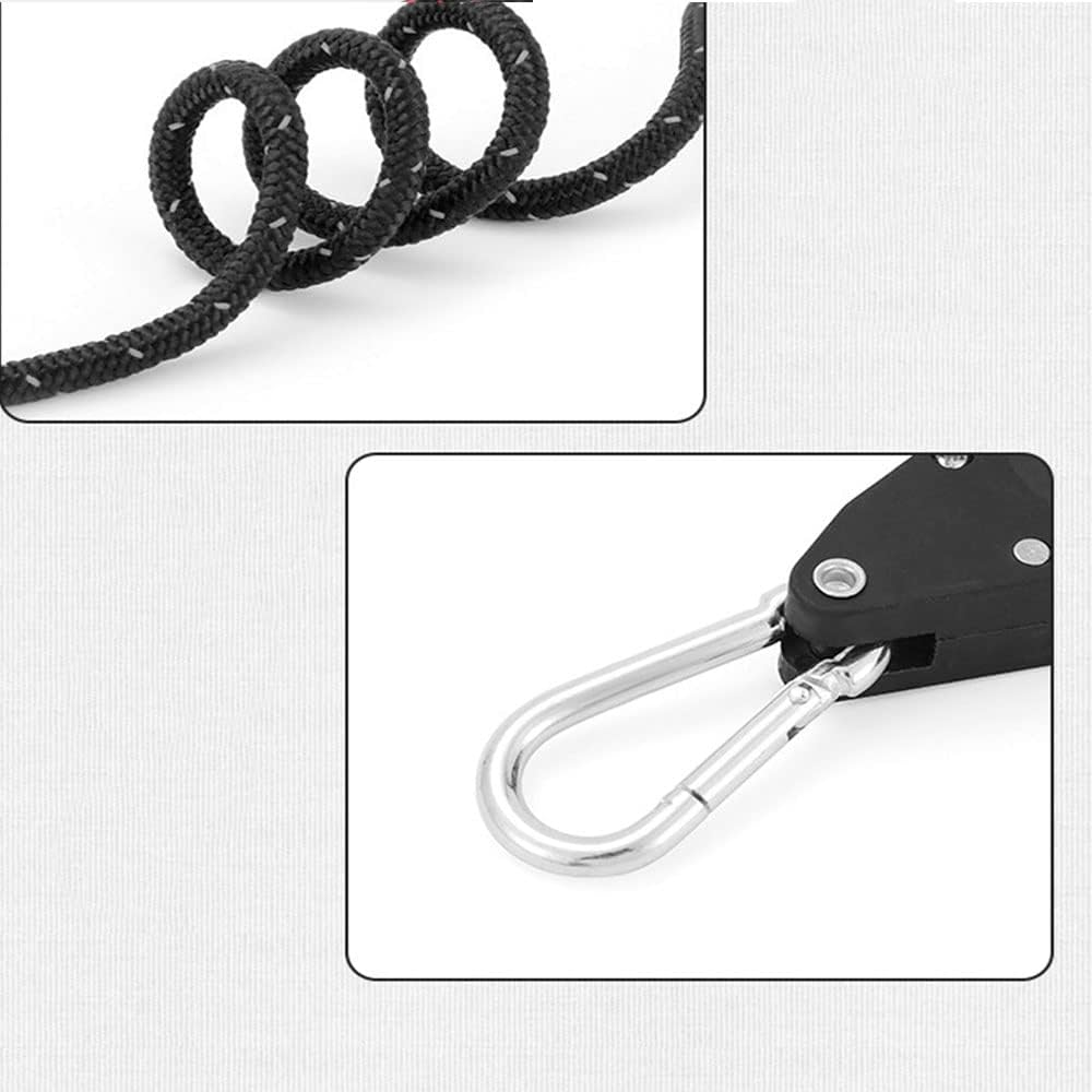 Heavy Duty Adjustable Grow Light Ratchet Rope Hanger for Grow Light Fixtures, Black（4Pcs） image number 1