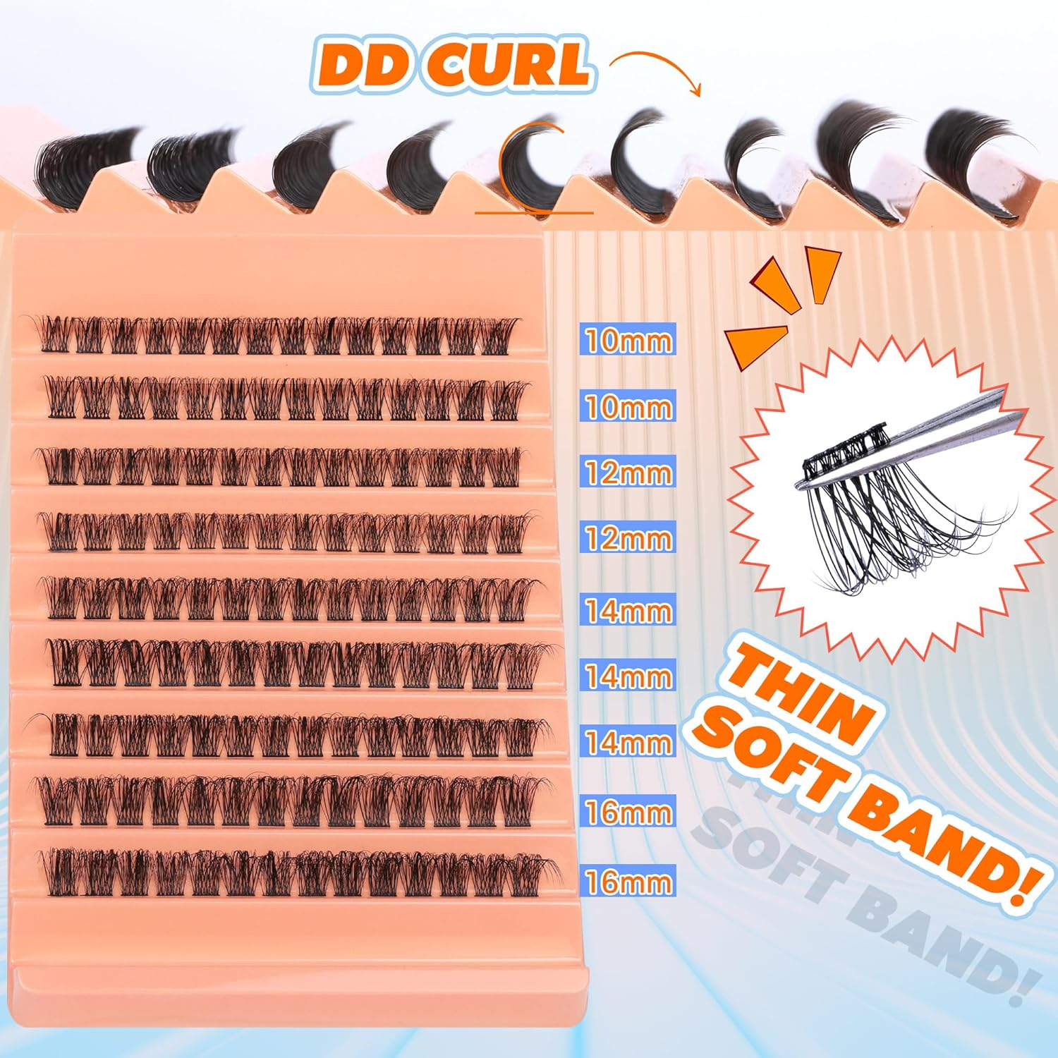 TOOCHUNAG Individual Lashes Cluster DD Curl False Eyelashes 126Pcs Natural Cluster Russian Lashes with Thin Band Light Fluffy DIY Lash Extension Natural Eyelashes image number 4