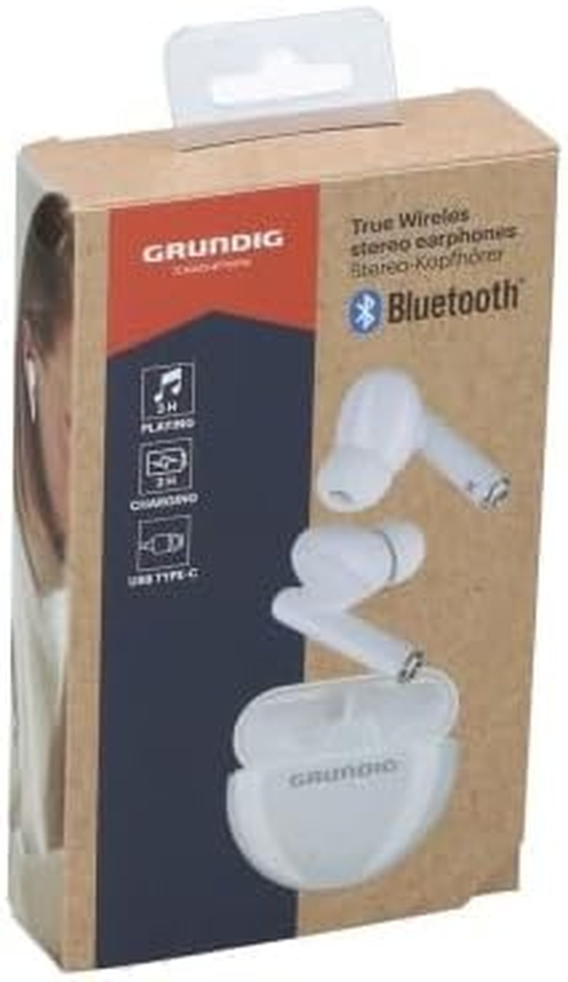 Grundig Wireless Bluetooth Headphones, True Wireless Sport Earbuds, Headset up to 9 Hours Playtime, USB-C Quick Charge, Comfortable Fit, White