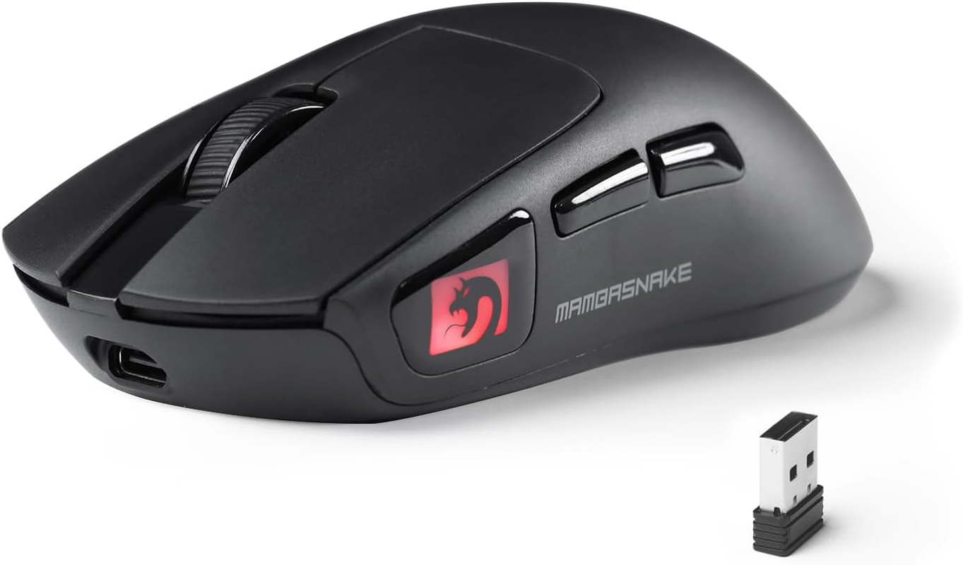 MAMBASNAKE M4 Ultra-Light Wireless Gaming Mouse, 53G, PAW3311 Sensor, 24000DPI, Tri-Mode Bluetooth/2.4G/Wired, RGB Lighting, 400Mah Battery, 20M Clicks (Black) image number 4