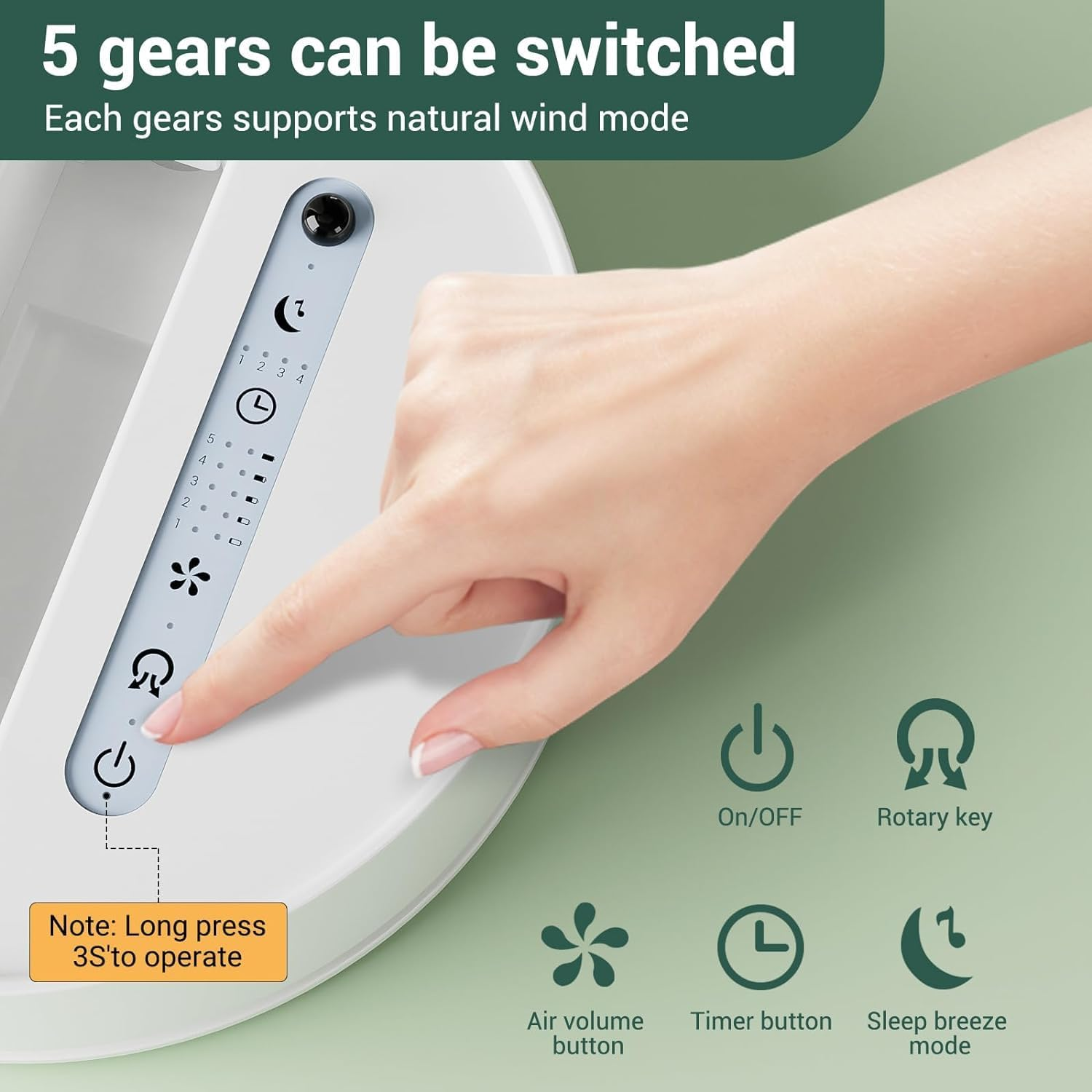 Marchpower Portable Standing Fan with Remote 10" Collapsible Fan Osciallating Foldable Pedestal Floor Fan with Timer, Cordless Foldaway 5-Speed Telescopic Table Fan for Home Trave Picnic Camping image number 2