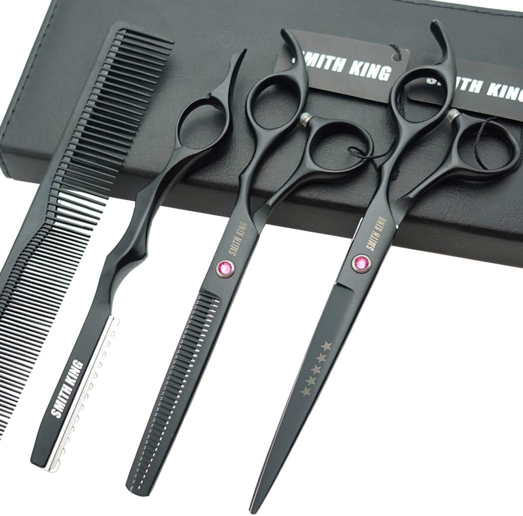 7.0 Inches Professional Hair Cutting Thinning Scissors Set with Razor (Blue)