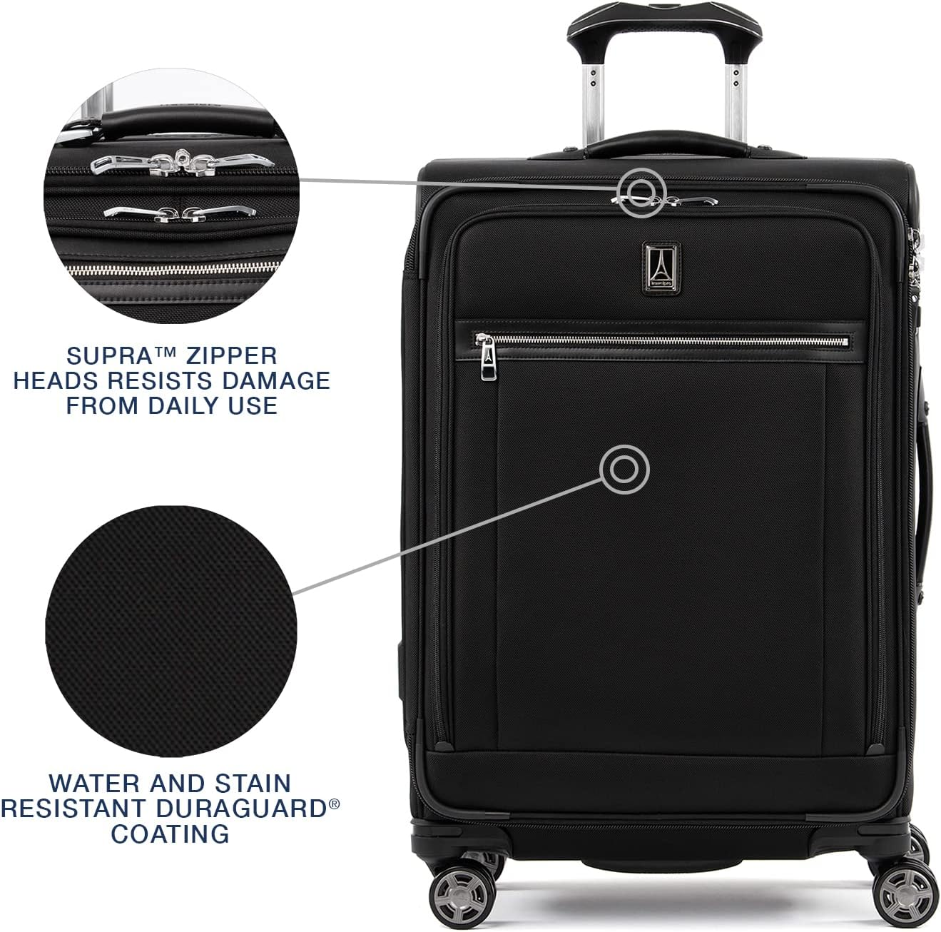 Travelpro Platinum Elite Softside Expandable Luggage 8 Wheel Spinner Suitcase image number 4