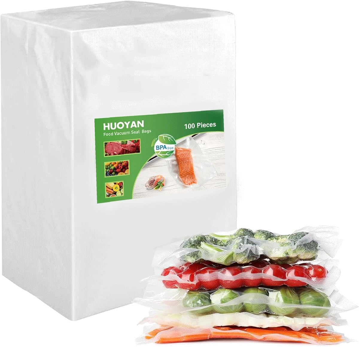 28X35Cm Vacuum Food Storage Bags Pre-Cut Food Saver Bags Large Capacity Food Preservation Bags for Heat Seal Food Storage, Seal Bag Boilsafe to 120&deg;F Freezable,Reuseable(100Pcs) image number 6